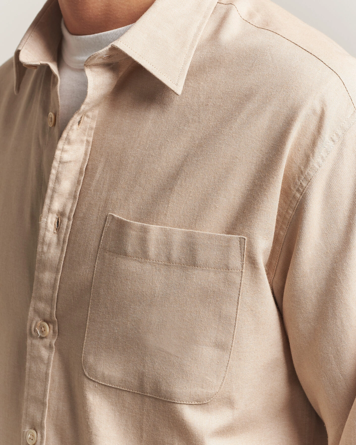 Herr | Skjortor | NN07 | Deon Brushed Light Flannel Shirt Desert Khaki
