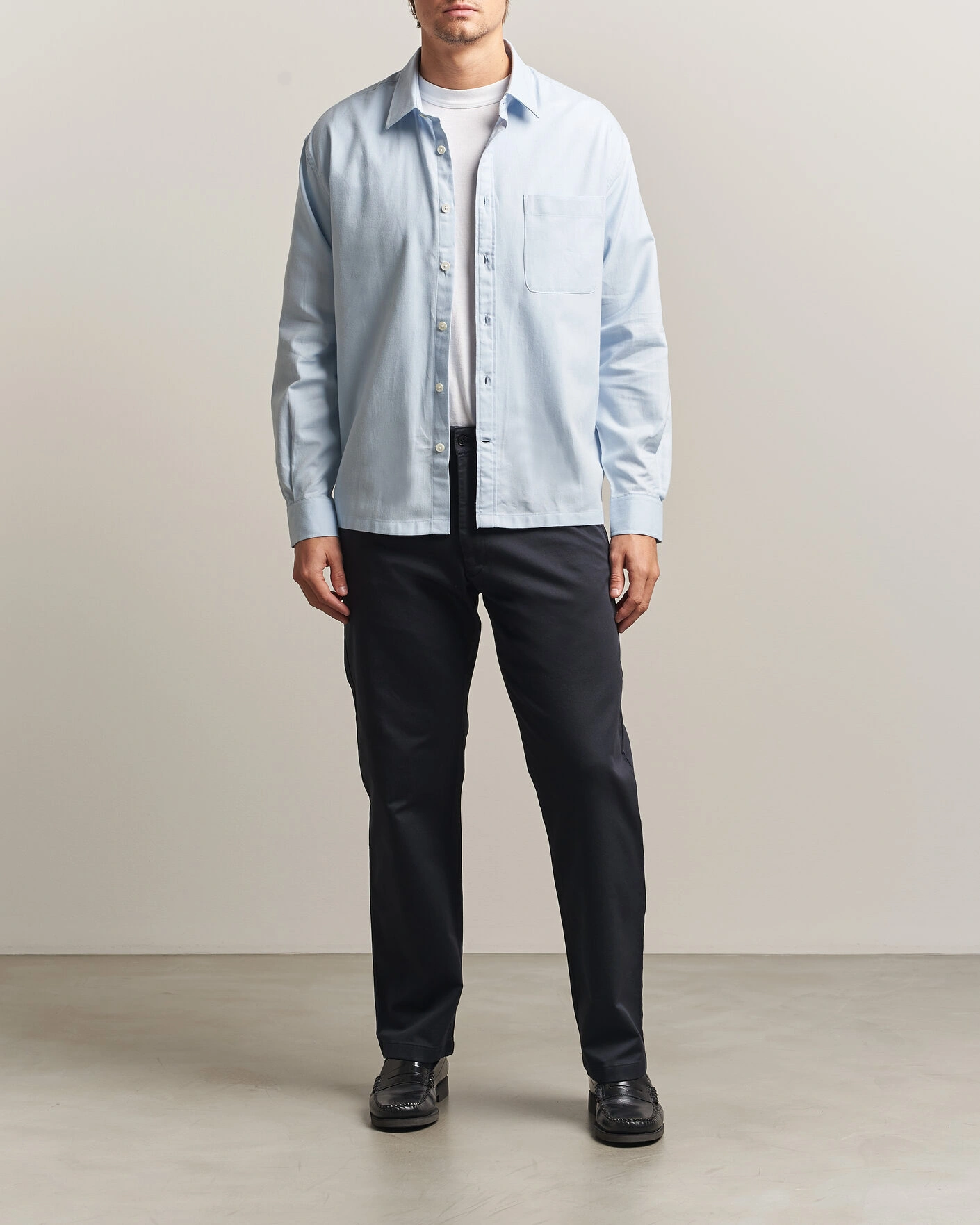 Herr | Skjortor | NN07 | Deon Brushed Light Flannel Shirt Sky Mist