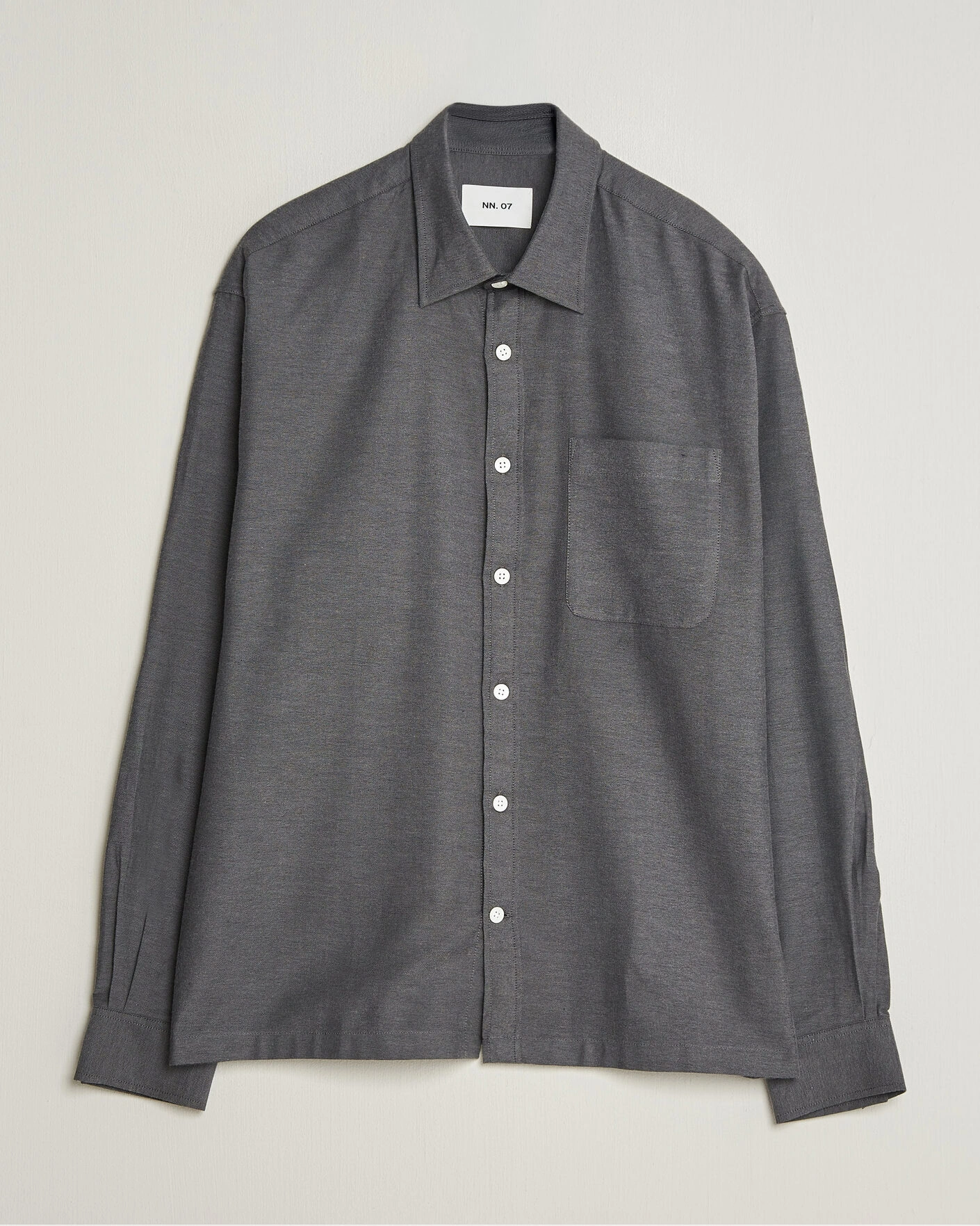 Herr | Skjortor | NN07 | Deon Brushed Light Flannel Shirt Dark Grey