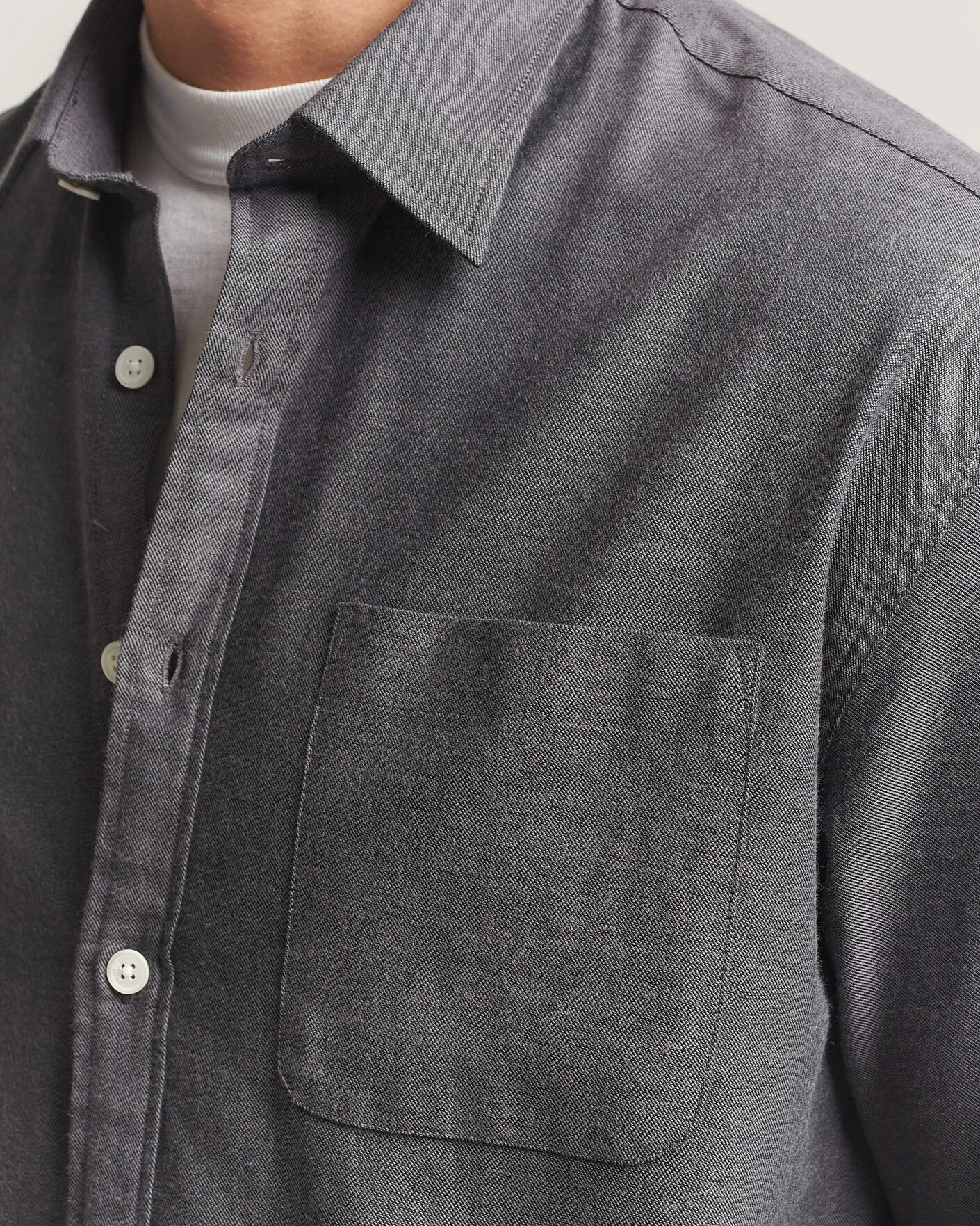 Herr | Skjortor | NN07 | Deon Brushed Light Flannel Shirt Dark Grey