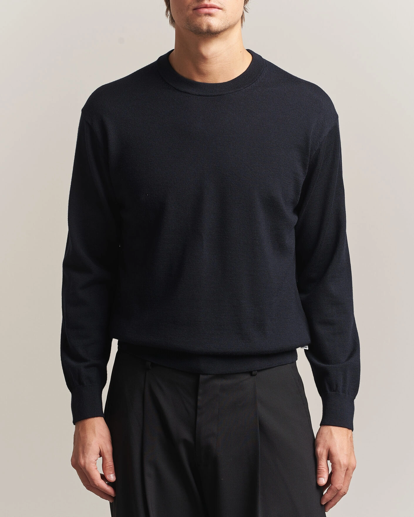 Herr | Tröjor | NN07 | Nate Wool Knitted Crew Neck Deep Navy