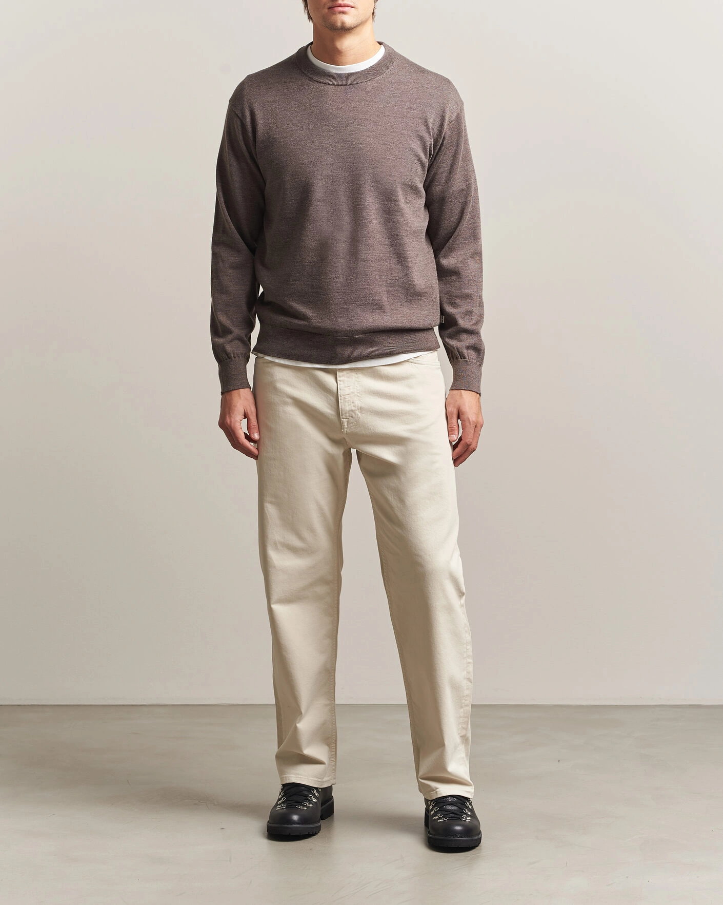 Herr | Tröjor | NN07 | Nate Wool Knitted Crew Neck Mable Husk