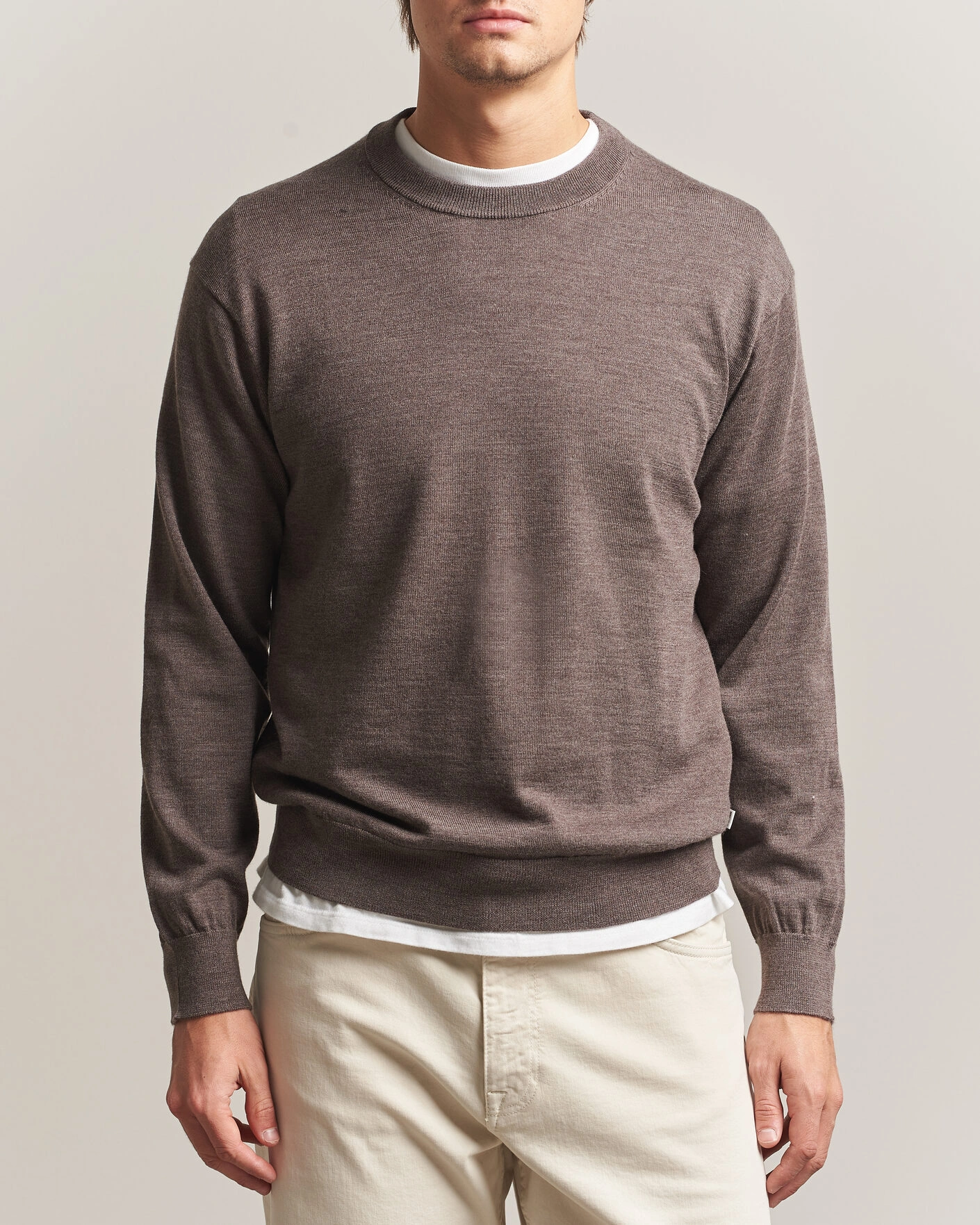 Herr | Tröjor | NN07 | Nate Wool Knitted Crew Neck Mable Husk