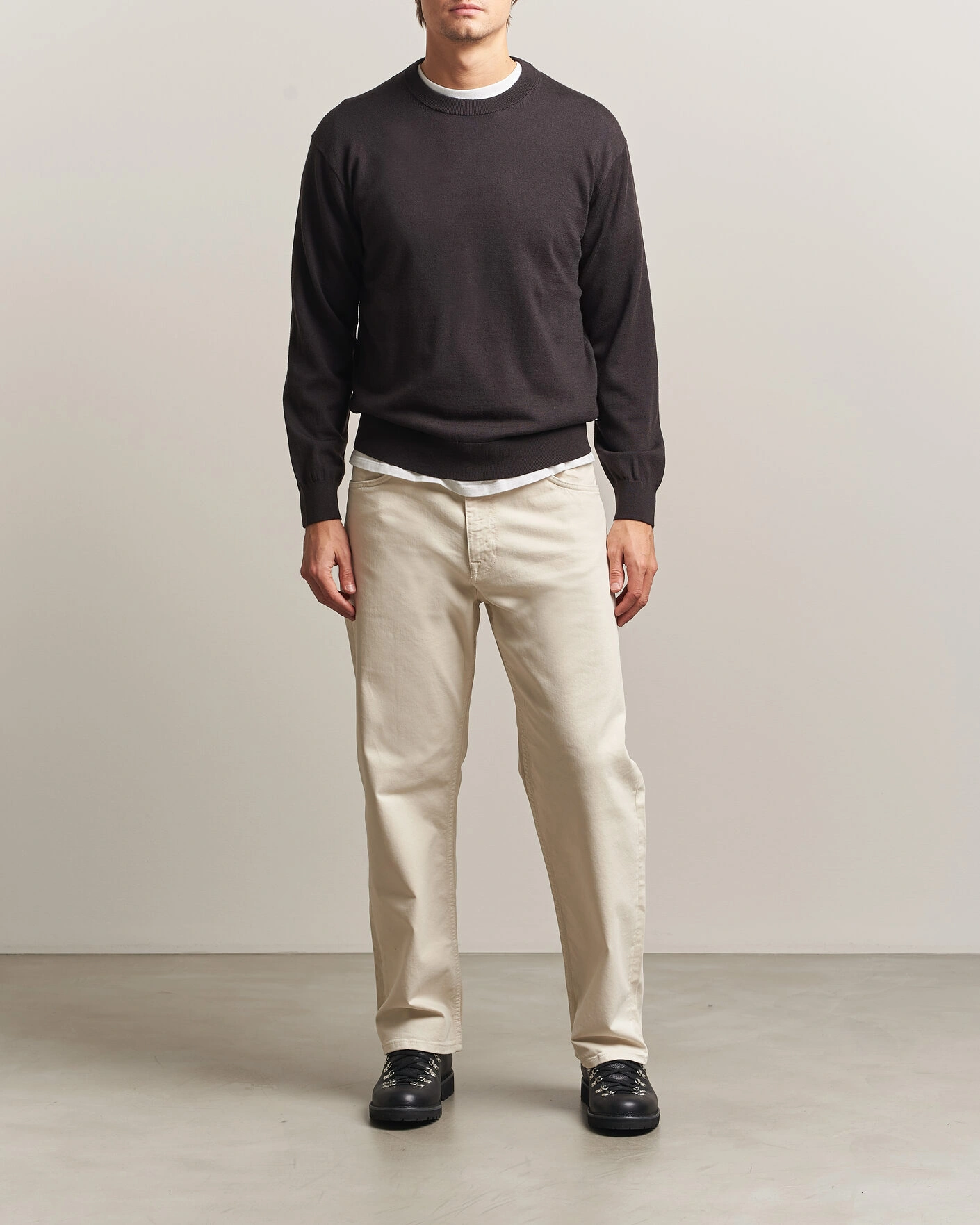 Herr | Tröjor | NN07 | Nate Wool Knitted Crew Neck Deep Truffle