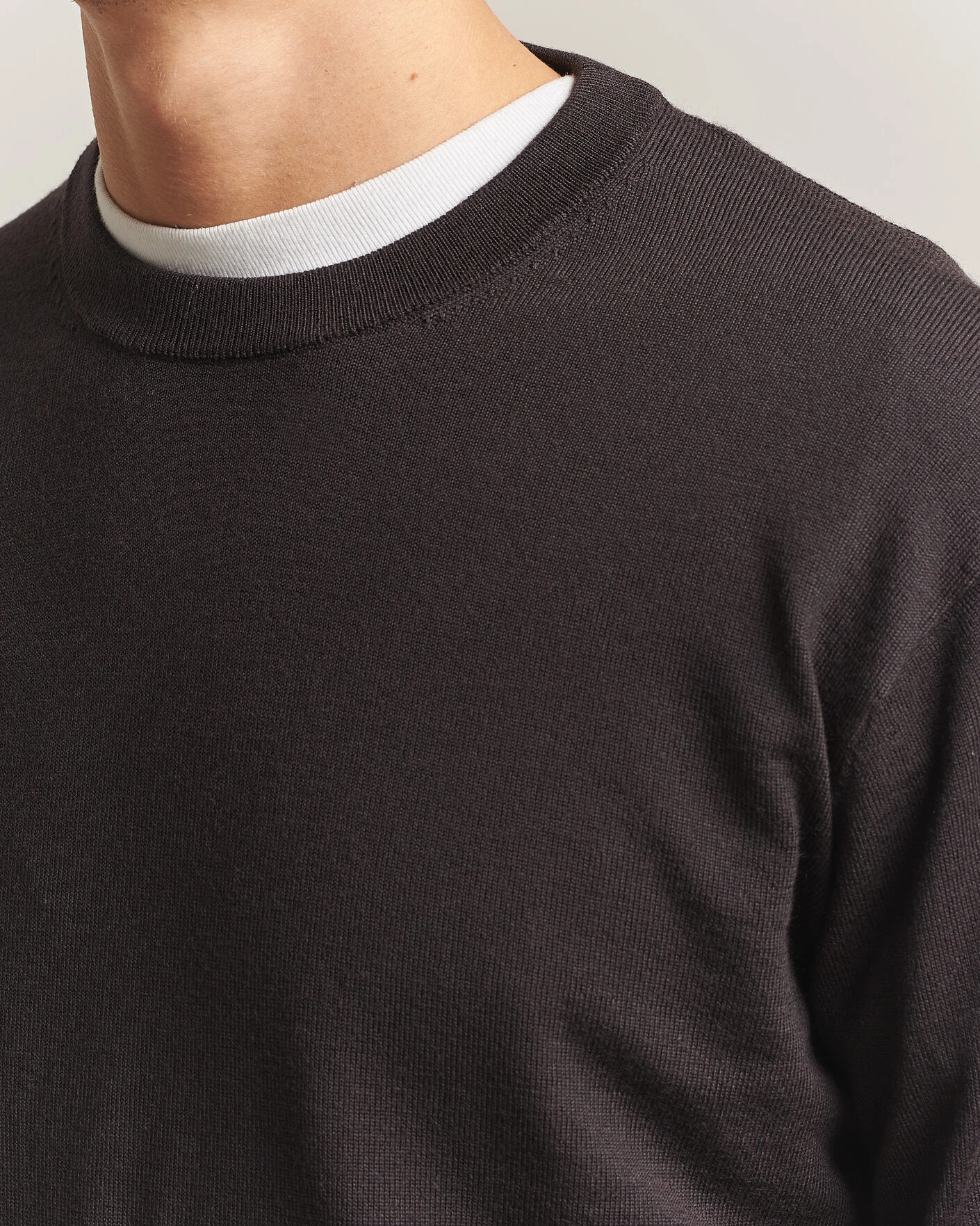 Herr | Tröjor | NN07 | Nate Wool Knitted Crew Neck Deep Truffle