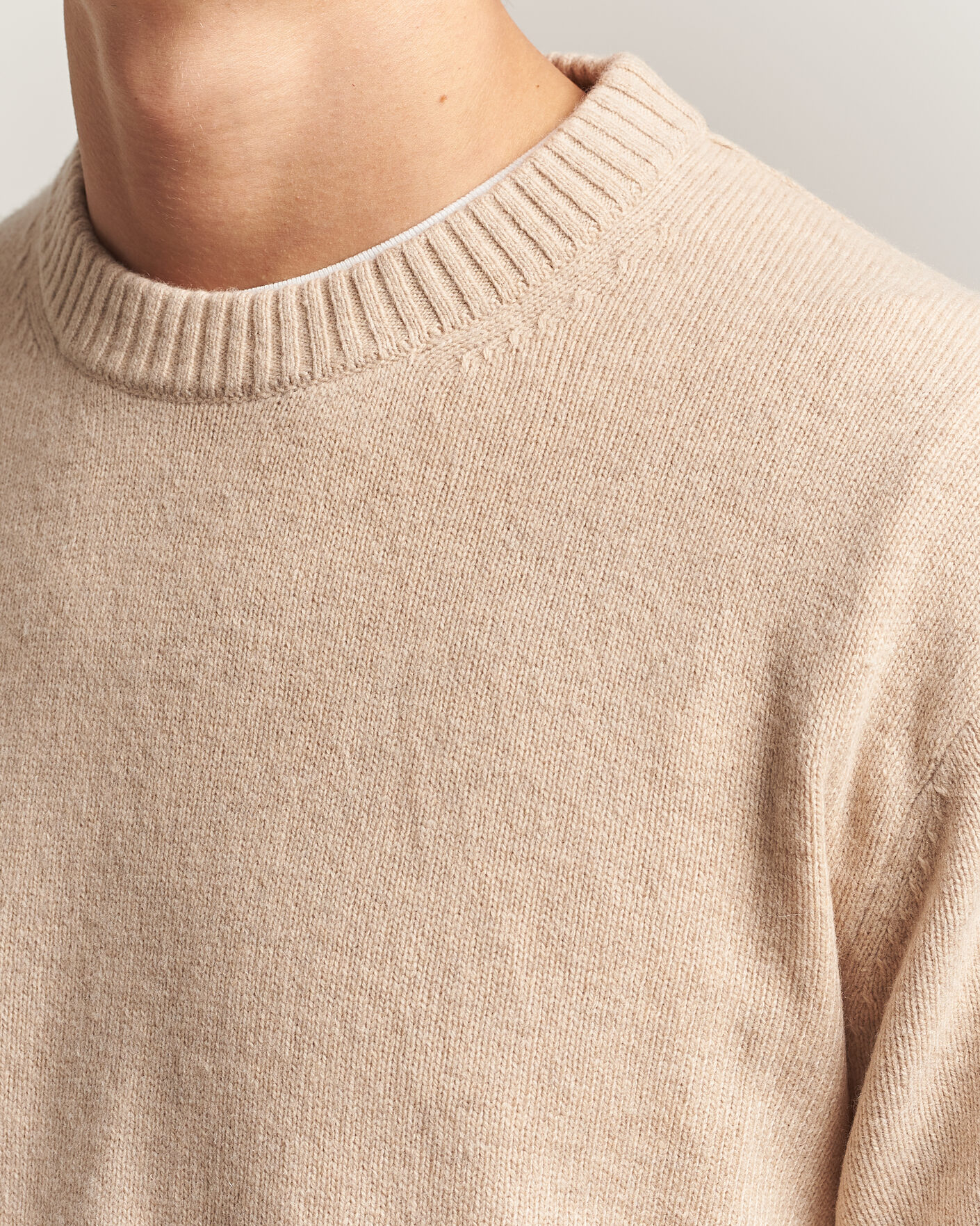 Herr | Tröjor | NN07 | Russel Wool/Cotton Knitted Sweater Ecru