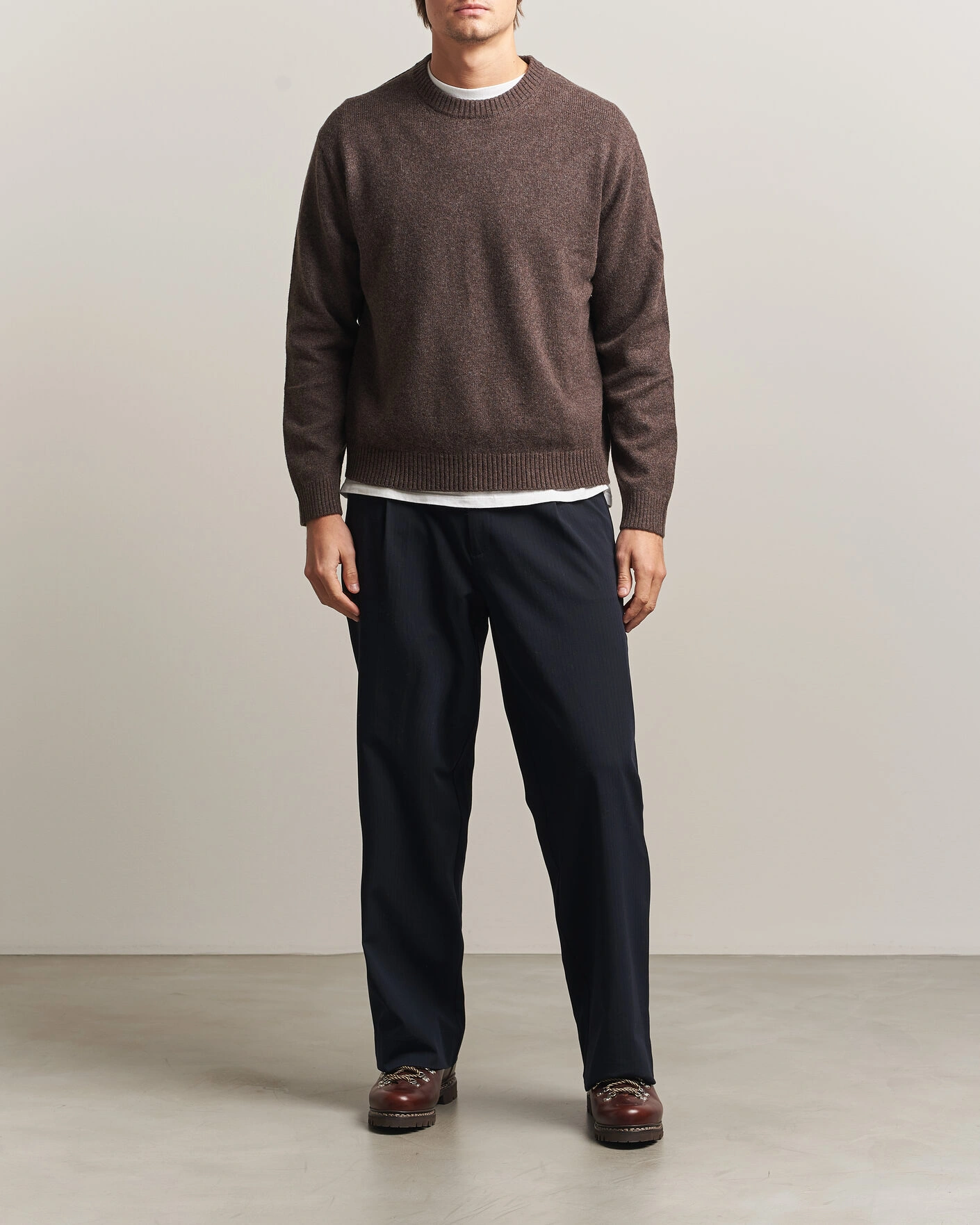 Herr | Tröjor | NN07 | Russel Wool/Cotton Knitted Sweater Mable Husk