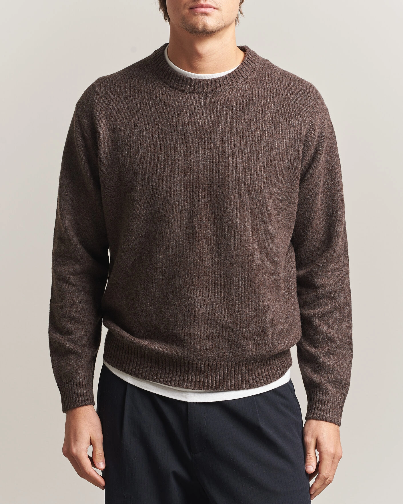 Herr | Tröjor | NN07 | Russel Wool/Cotton Knitted Sweater Mable Husk