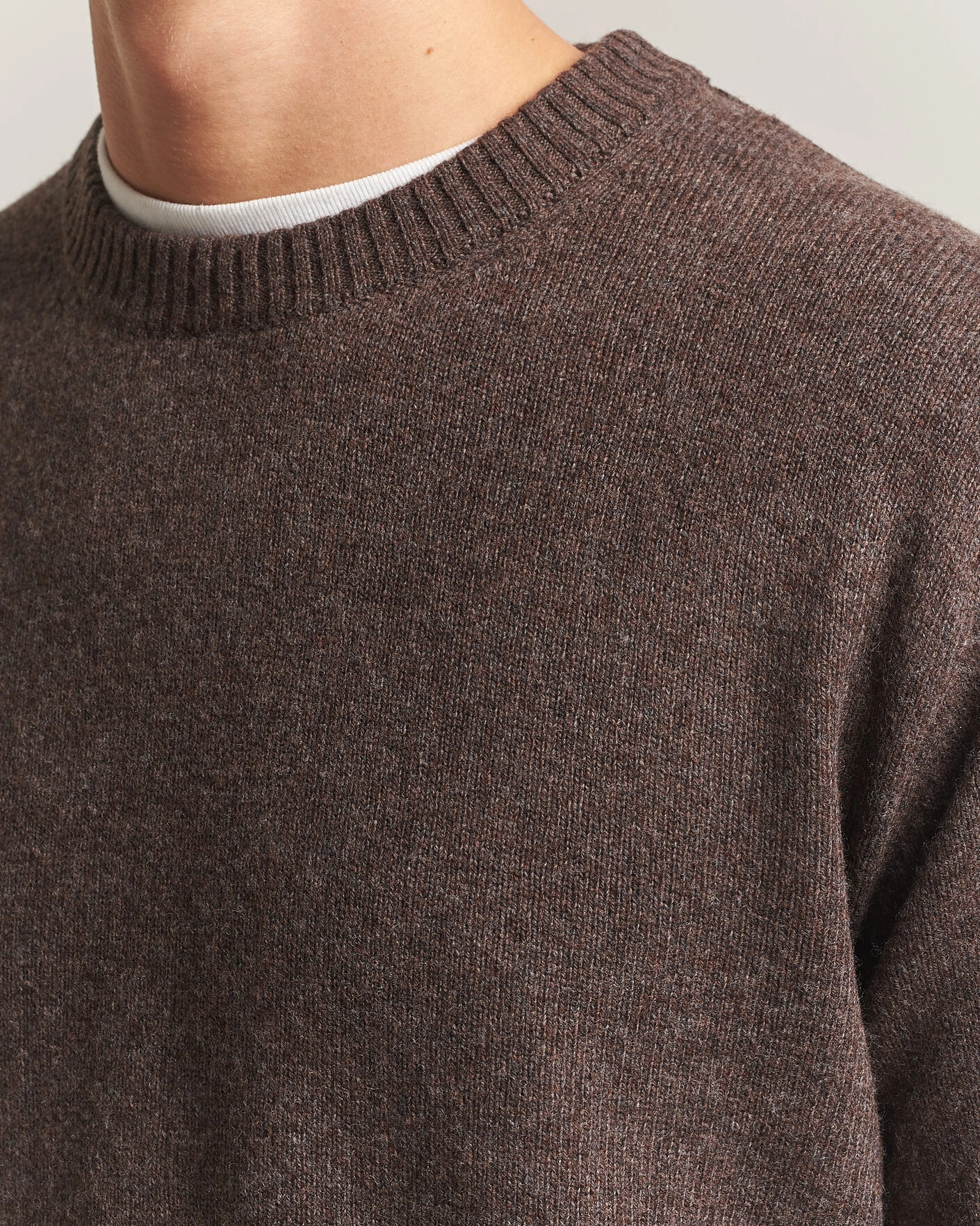 Herr | Tröjor | NN07 | Russel Wool/Cotton Knitted Sweater Mable Husk
