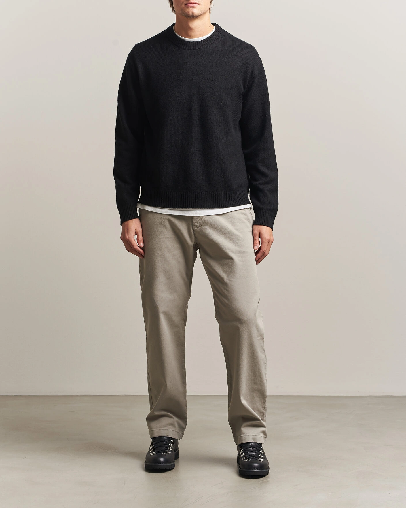 Herr | Tröjor | NN07 | Russel Wool/Cotton Knitted Sweater Black