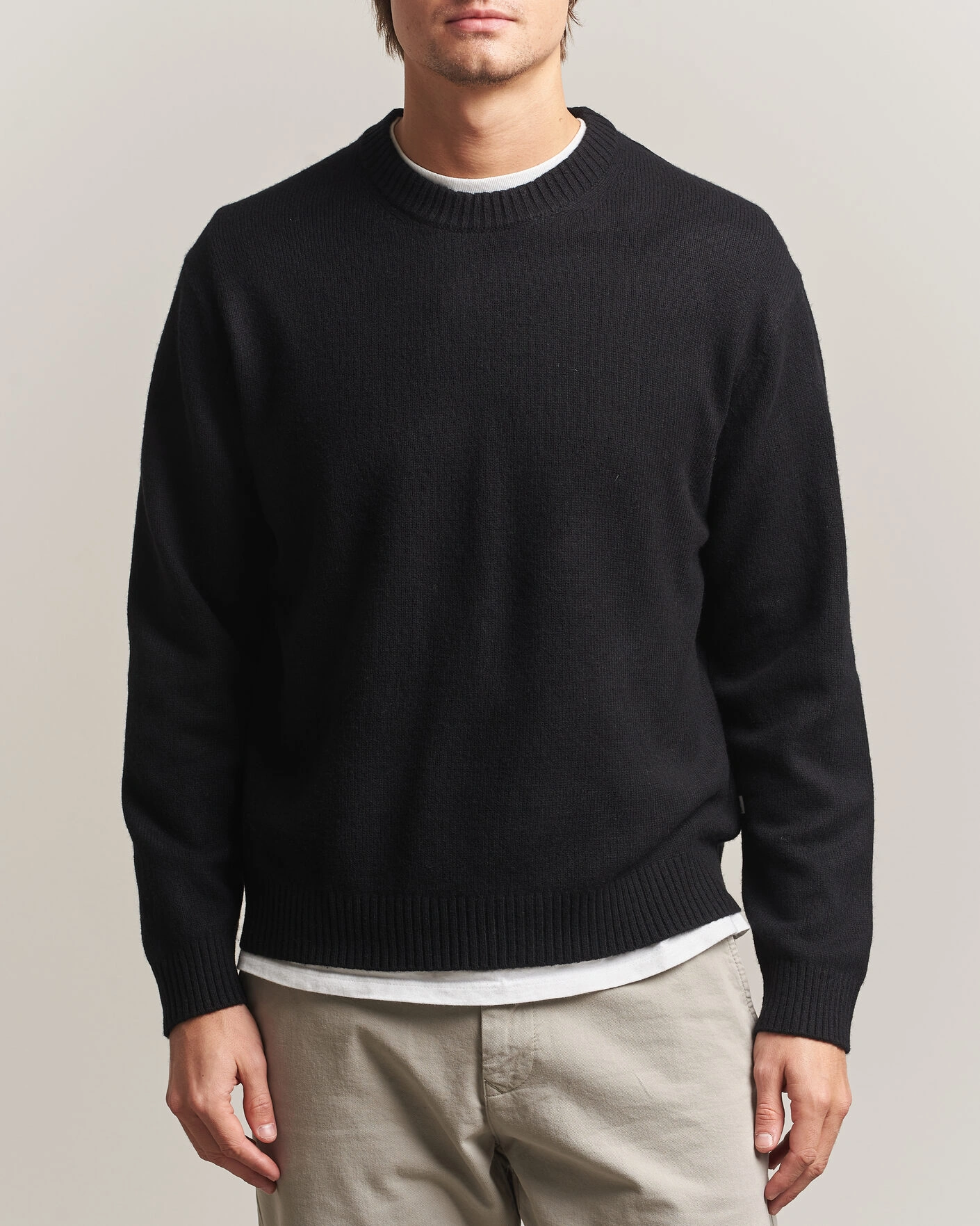 Herr | Tröjor | NN07 | Russel Wool/Cotton Knitted Sweater Black