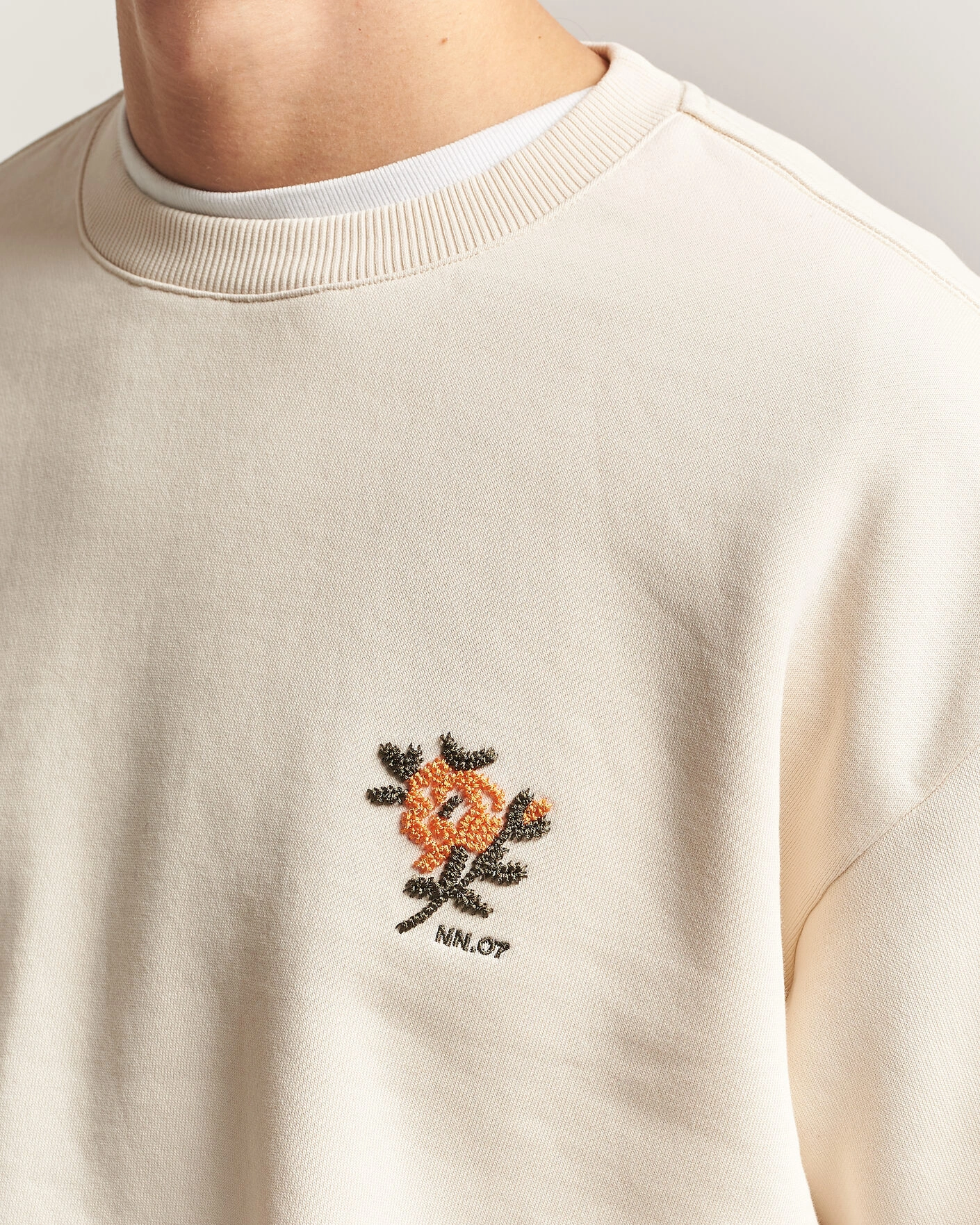 Herr | Tröjor | NN07 | David Embroidered Sweatshirt Ivory