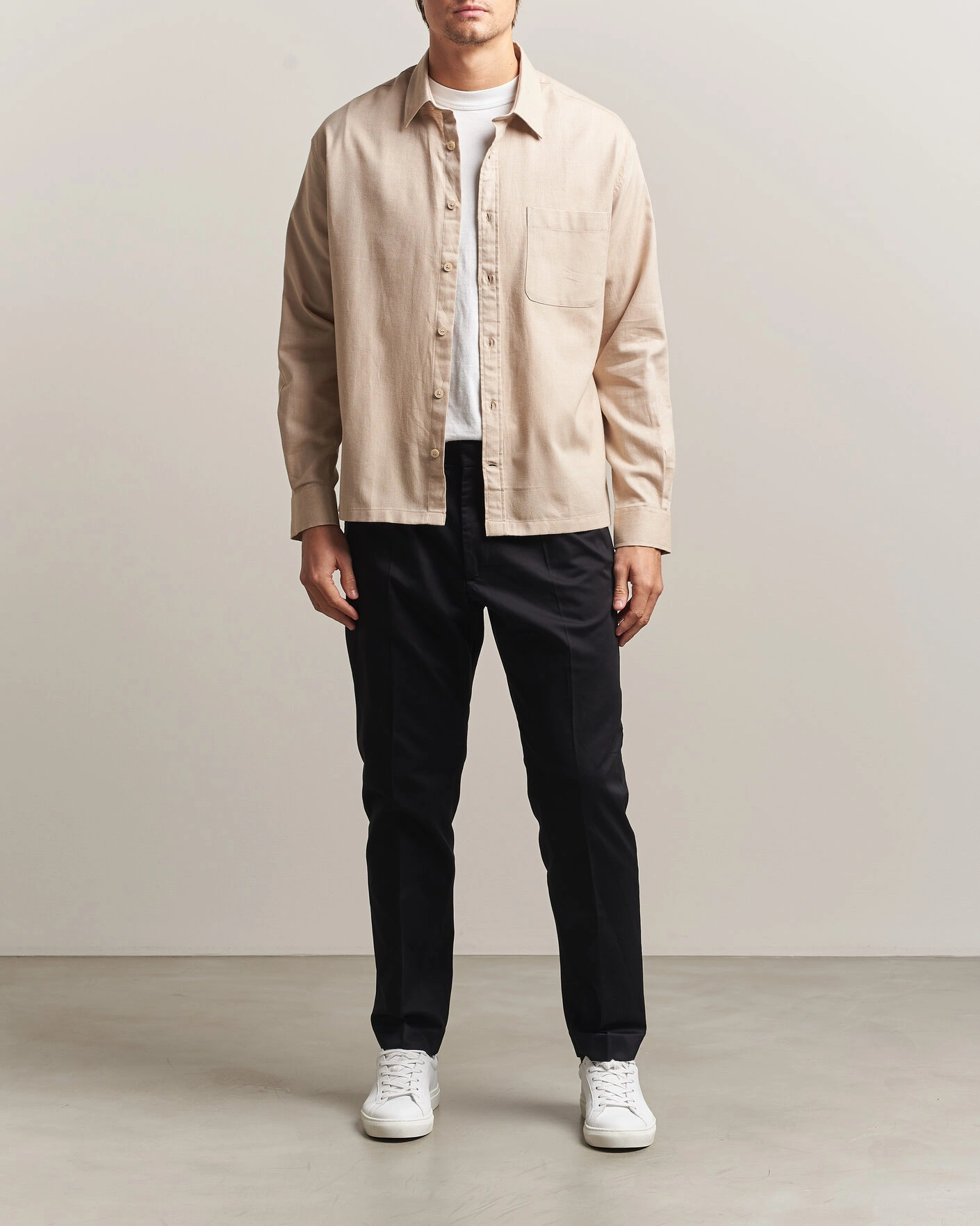Herr | Byxor | NN07 | Bill Pleated Cotton Chinos Black