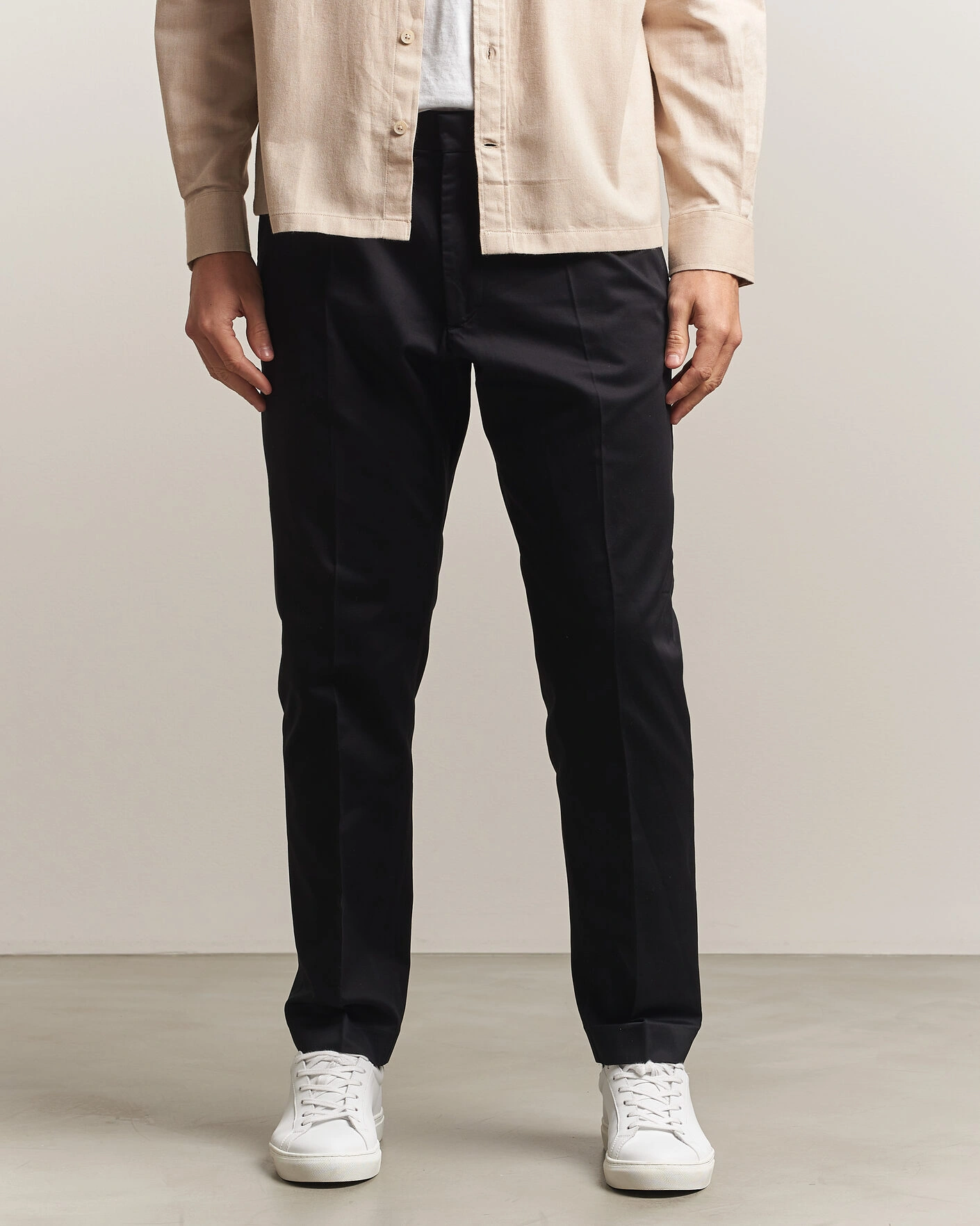 Herr | Byxor | NN07 | Bill Pleated Cotton Chinos Black