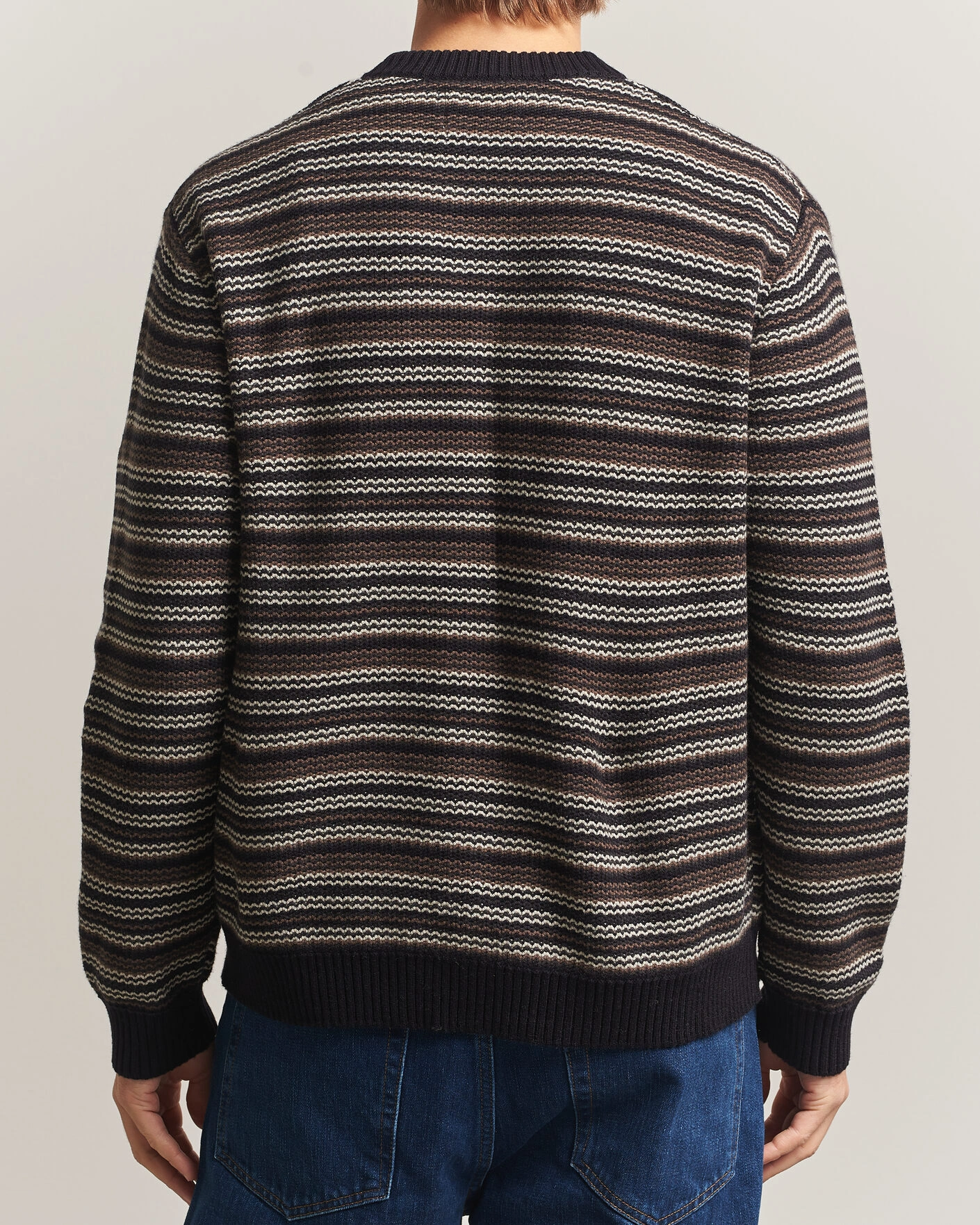 Herr | Tröjor | NN07 | Russel Wool/Cotton Striped Sweater Black Multi