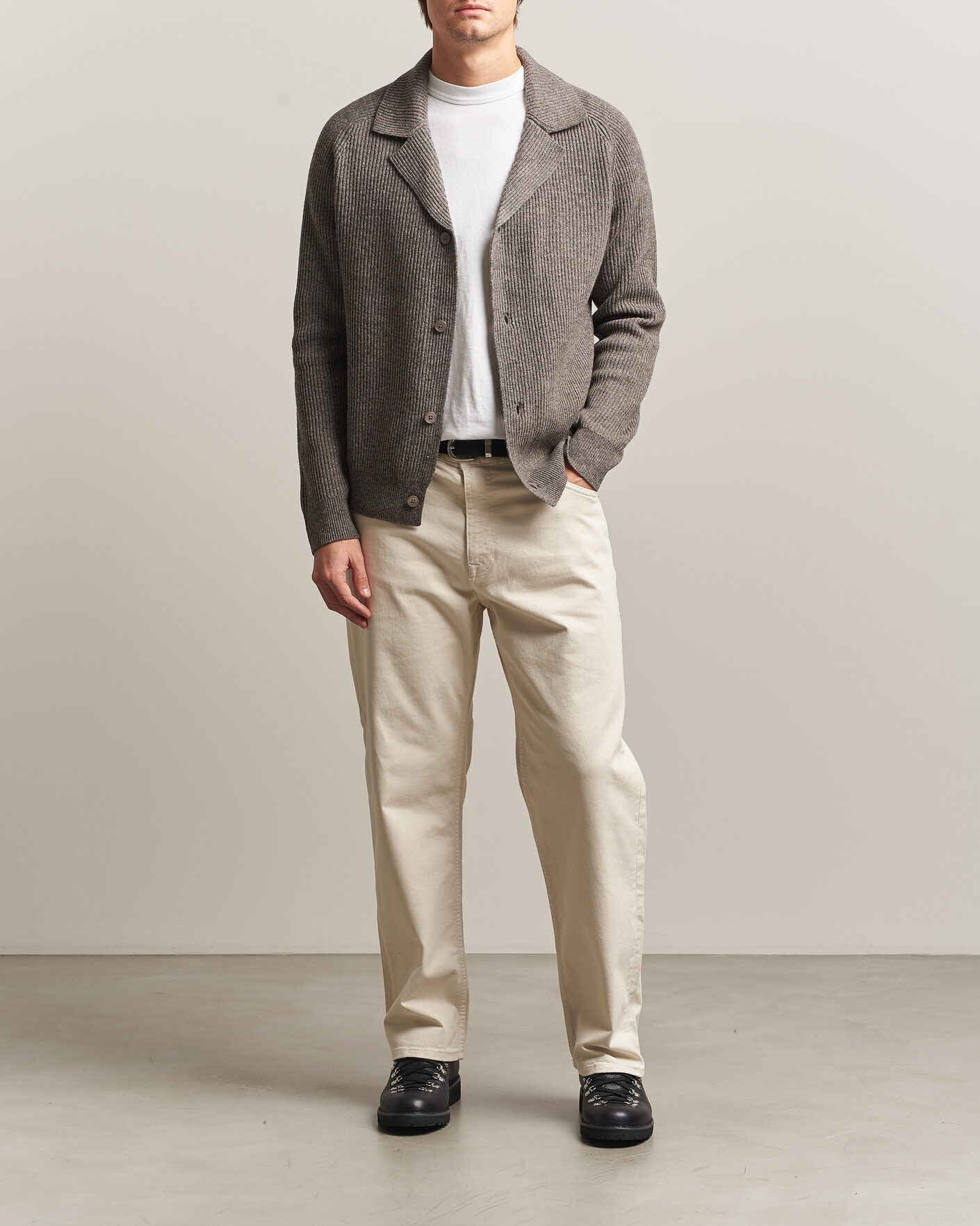 Herr | Tröjor | NN07 | Shane Wool Knitted Cardigan Mable Husk