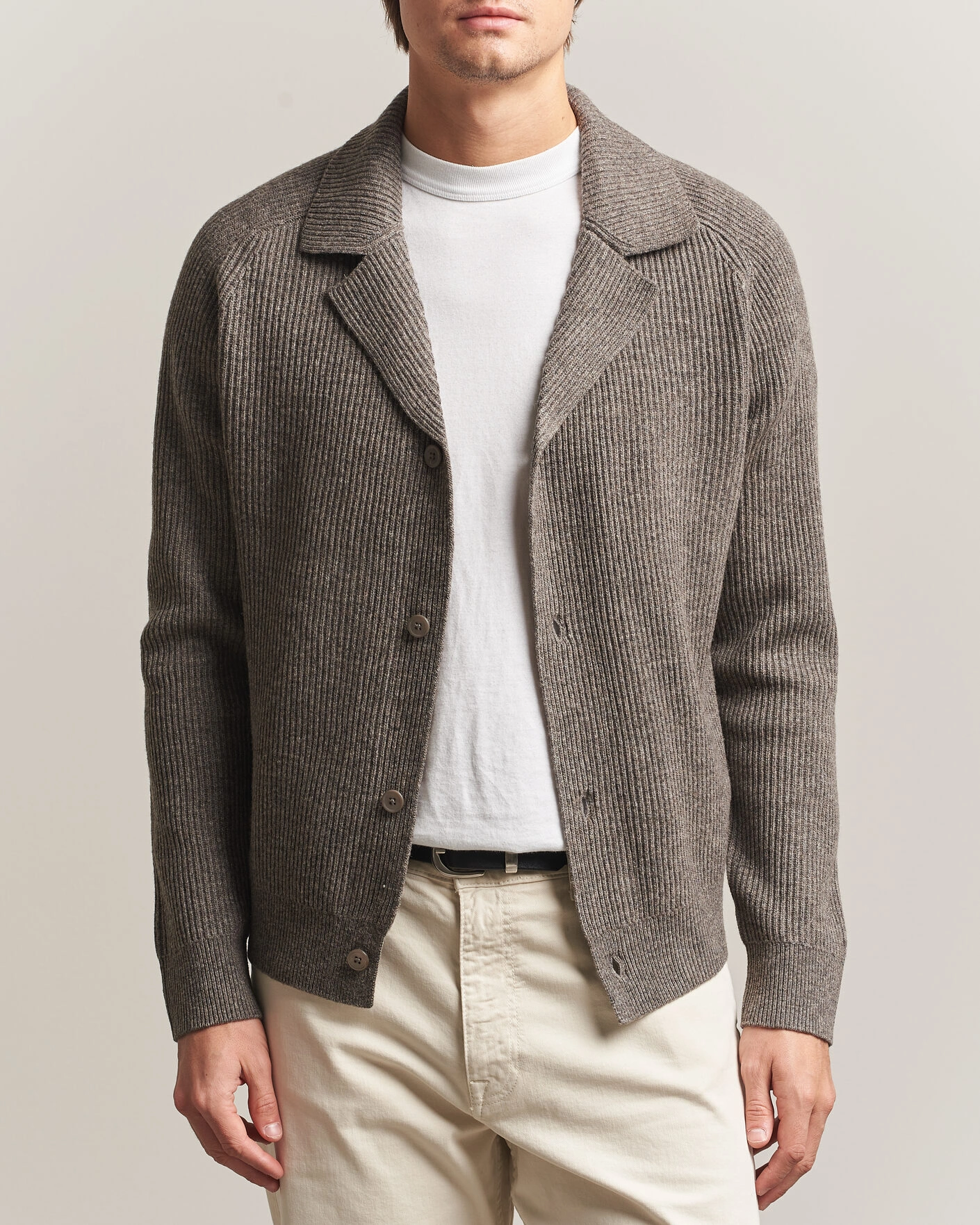 Herr | Tröjor | NN07 | Shane Wool Knitted Cardigan Mable Husk