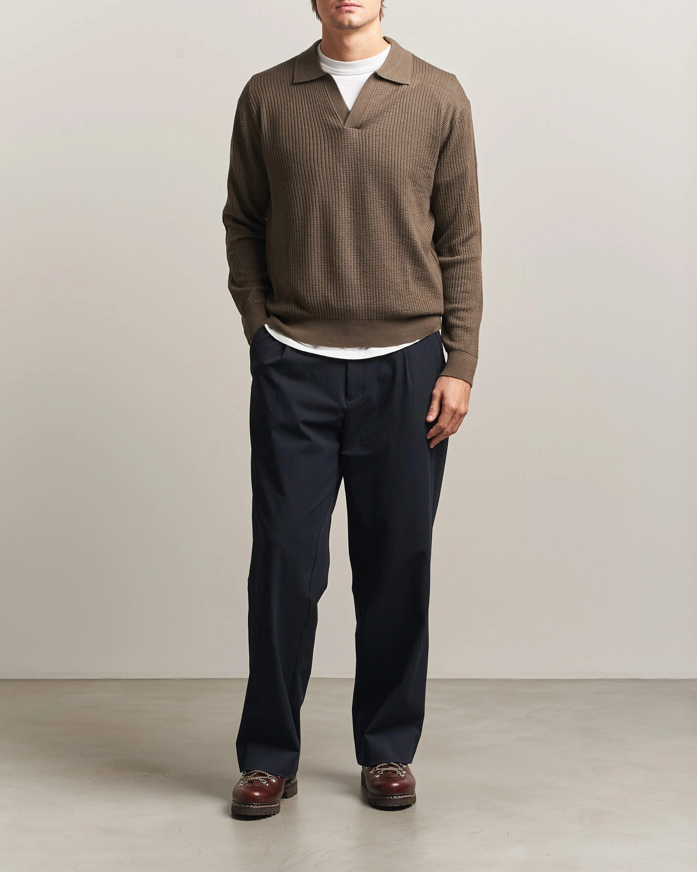 Herr | Tröjor | NN07 | Nate Wool Knitted Polo Mable Husk