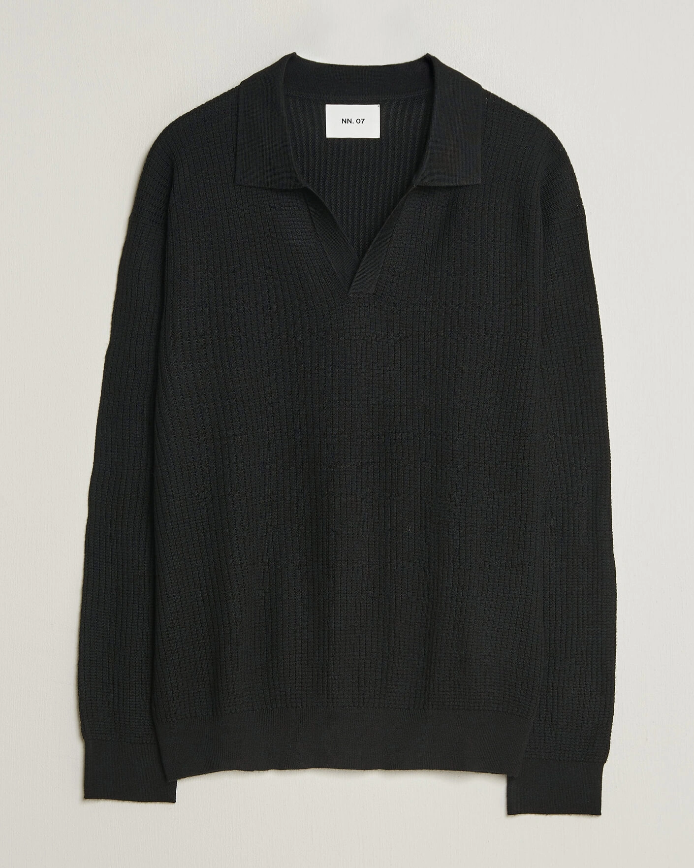 Herr | Tröjor | NN07 | Nate Wool Knitted Polo Black