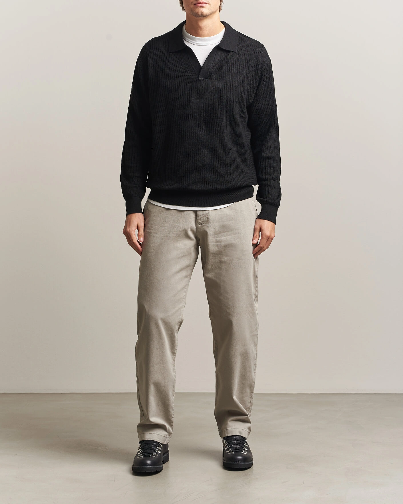 Herr | Tröjor | NN07 | Nate Wool Knitted Polo Black