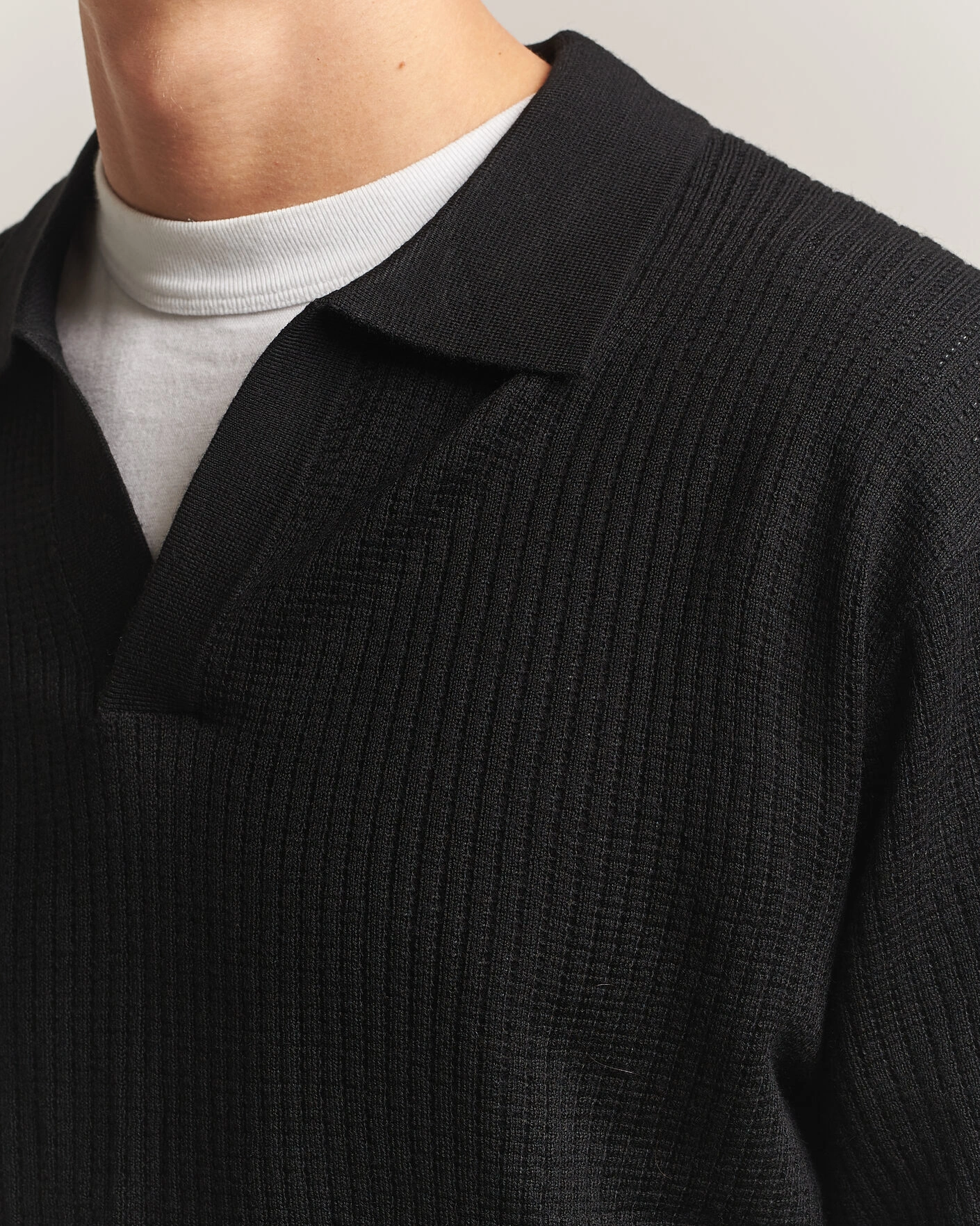 Herr | Tröjor | NN07 | Nate Wool Knitted Polo Black