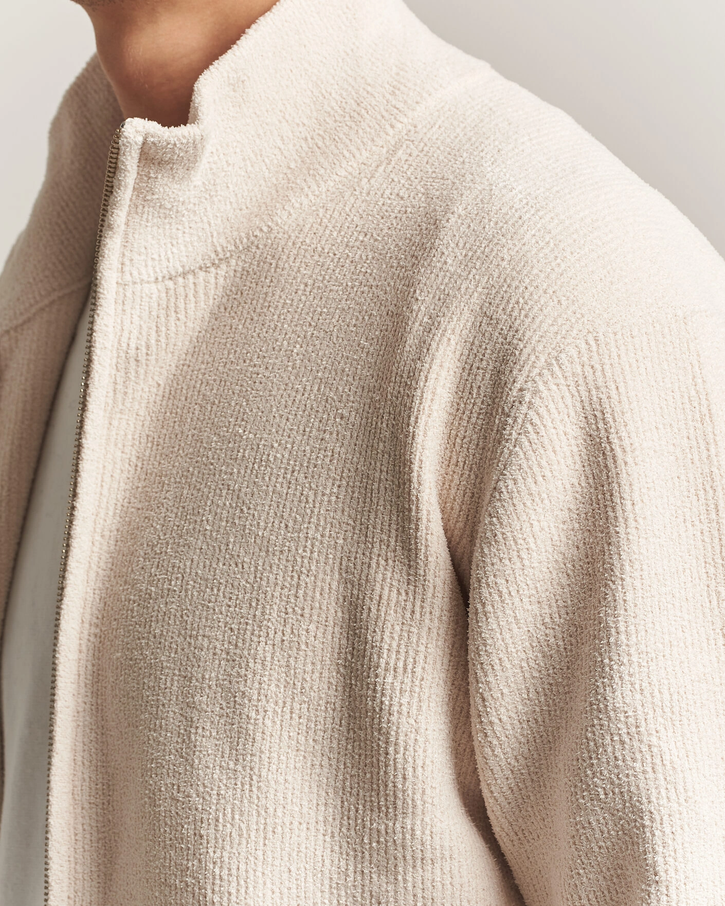 Herr | Tröjor | NN07 | Danny Rib Knitted Full Zip Ivory