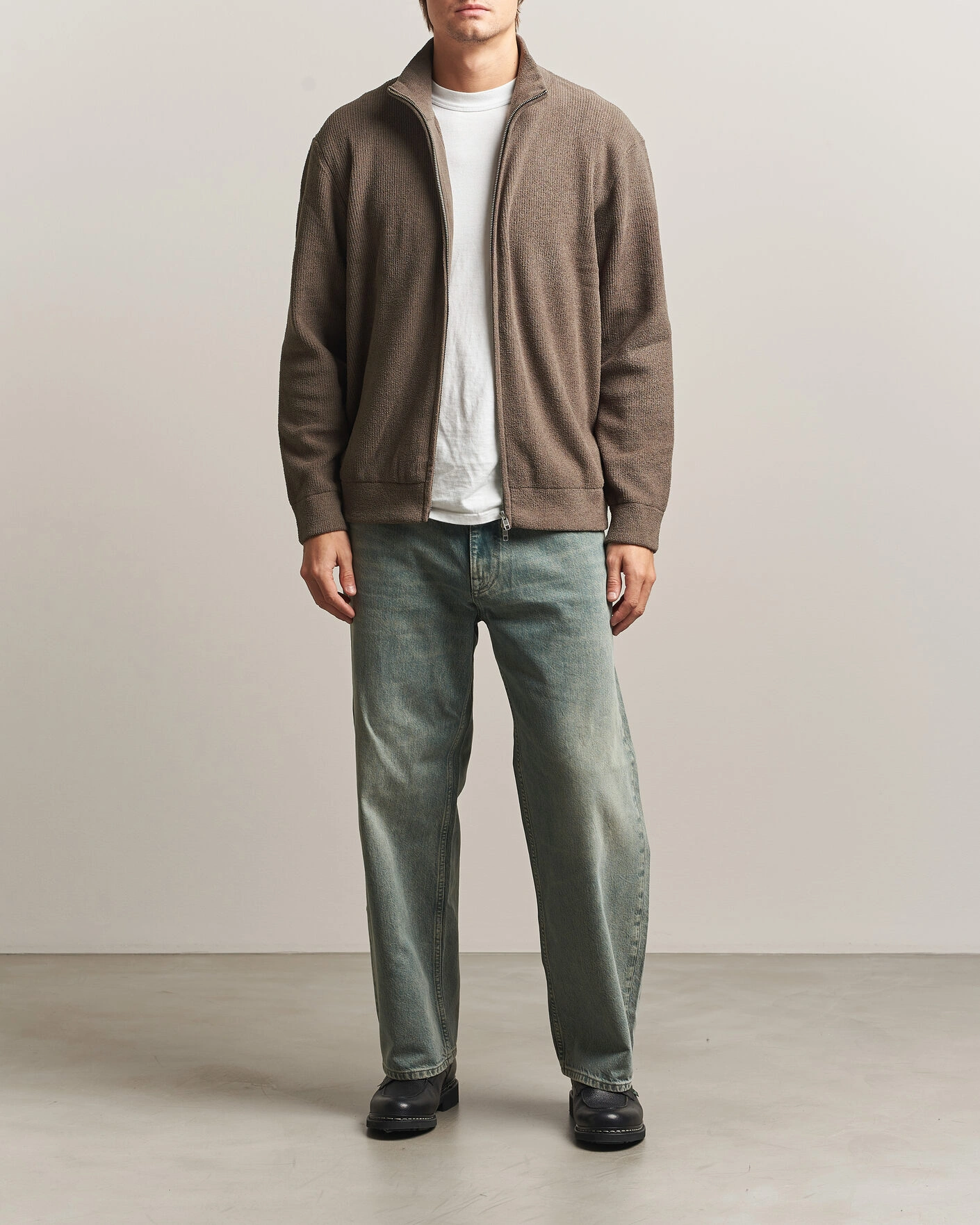 Herr | Tröjor | NN07 | Danny Rib Knitted Full Zip Mable Husk