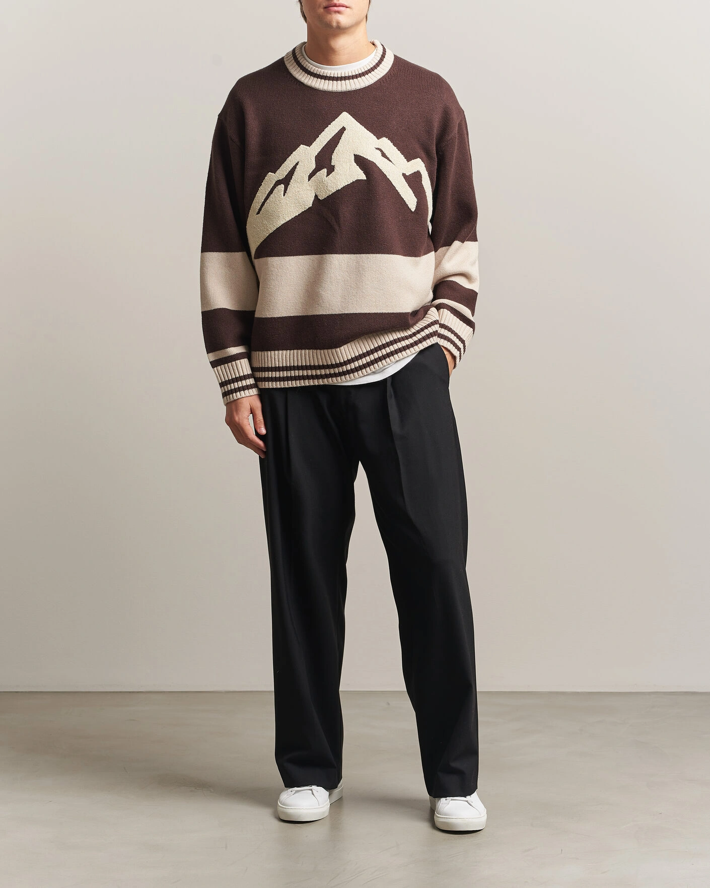 Herr | Tröjor | J.Lindeberg | Steve Mountin Knitted Sweater Seal Brown