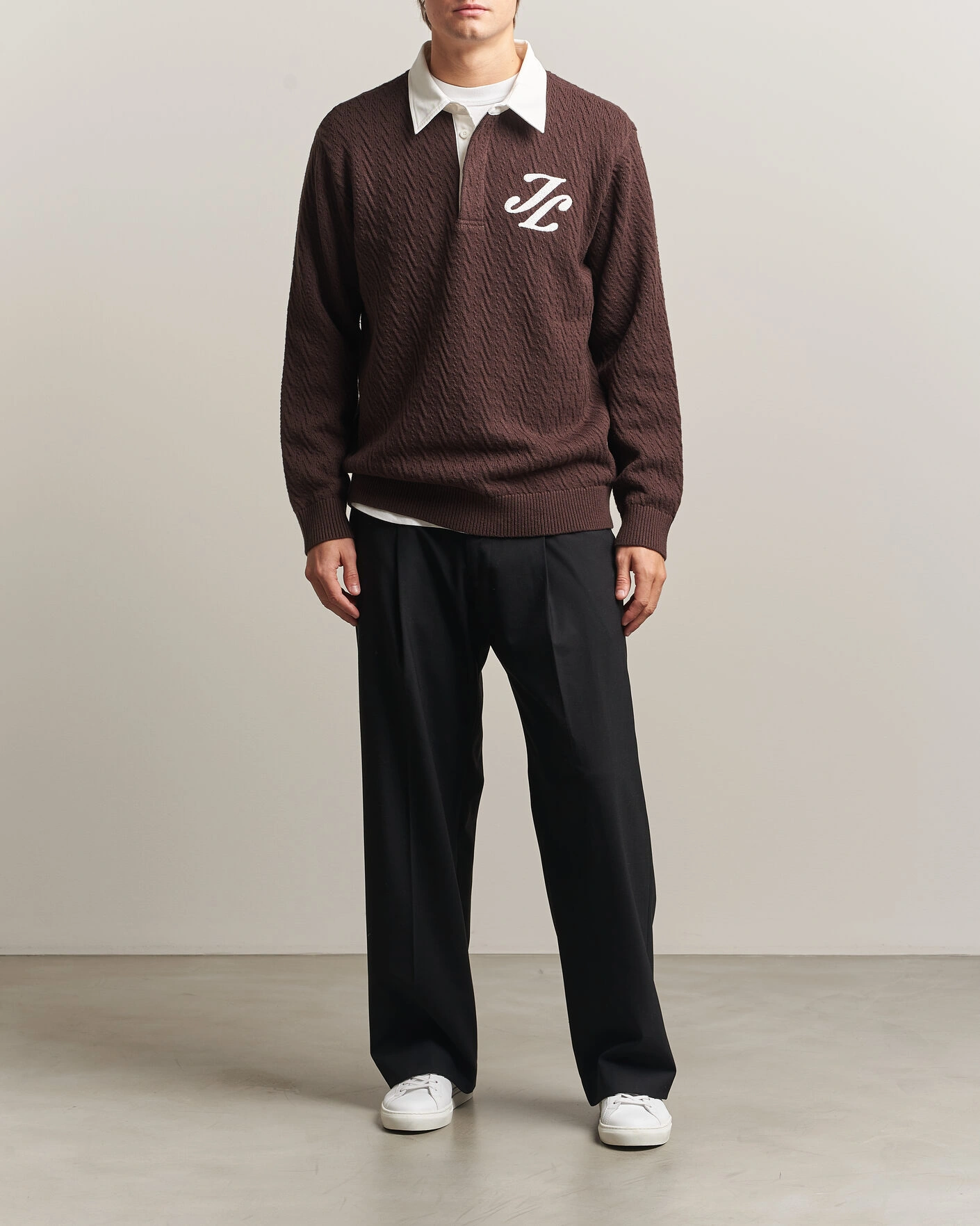 Herr | Tröjor | J.Lindeberg | Johnny Knitted Rugby Seal Brown