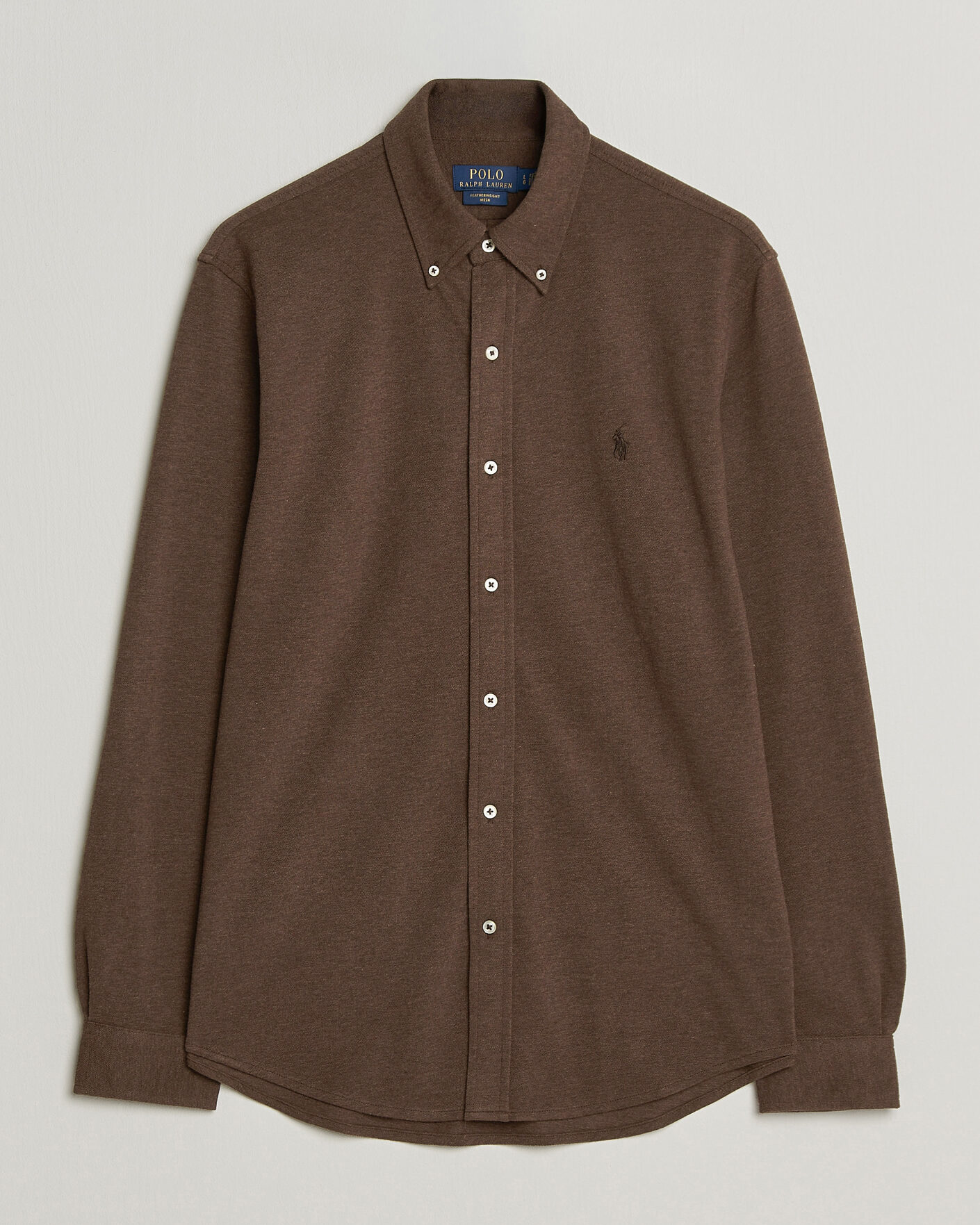 Herr | Pikéer | Polo Ralph Lauren | Featherweight Mesh Shirt Nutmeg Brown Heather