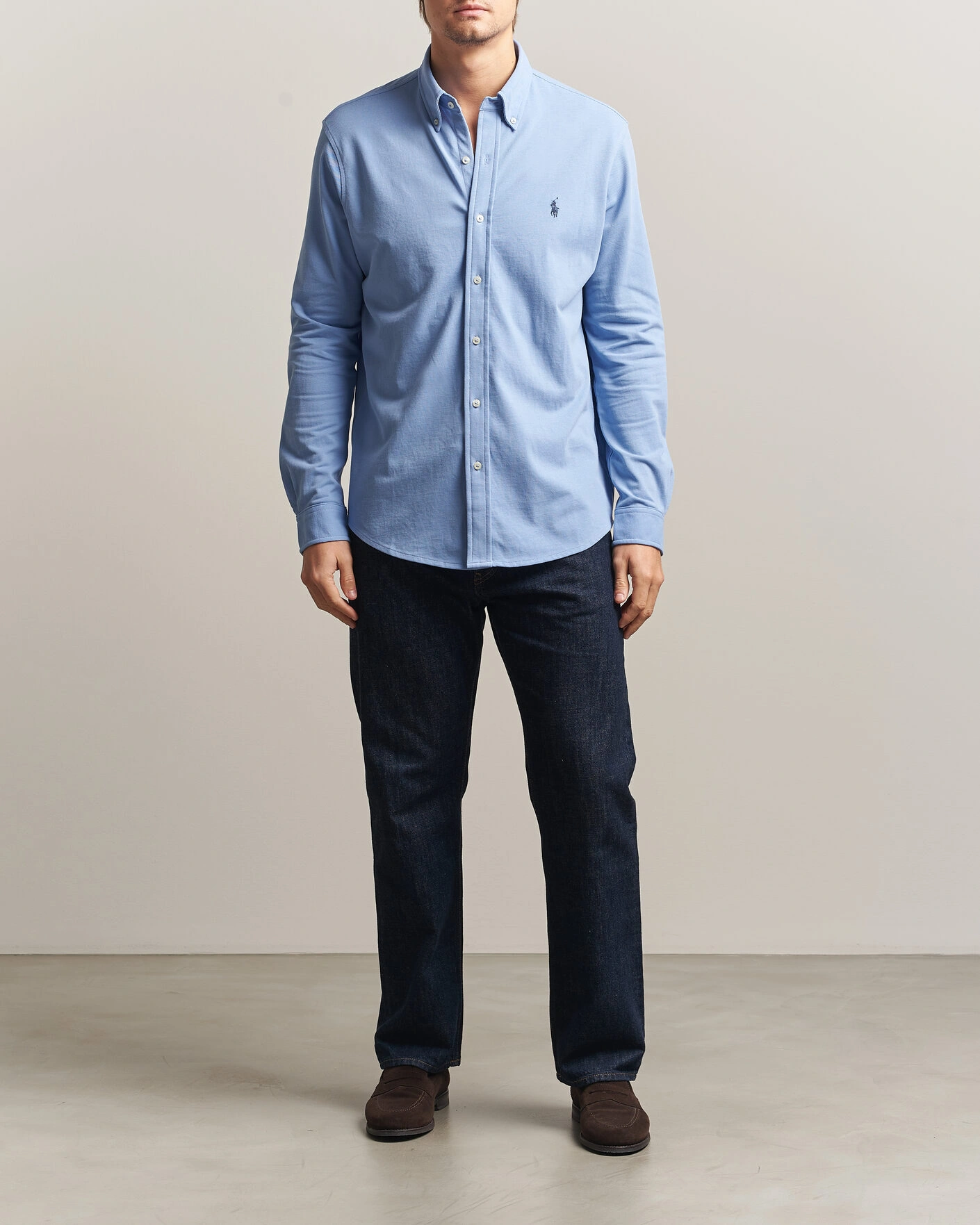 Herr | Pikéer | Polo Ralph Lauren | Featherweight Mesh Shirt Dress Shirt Blue