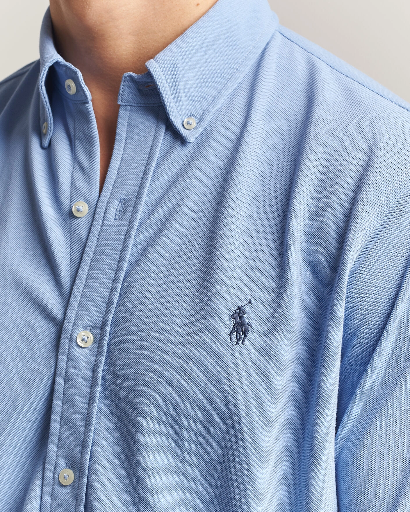 Herr | Pikéer | Polo Ralph Lauren | Featherweight Mesh Shirt Dress Shirt Blue
