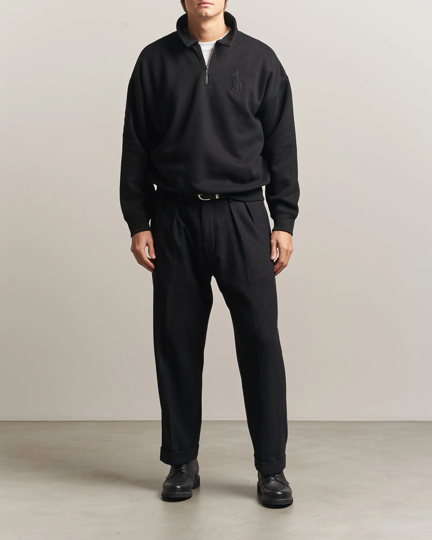 Herr | Tröjor | Polo Ralph Lauren | Heavy Weight Half Zip Fleece Polo Black