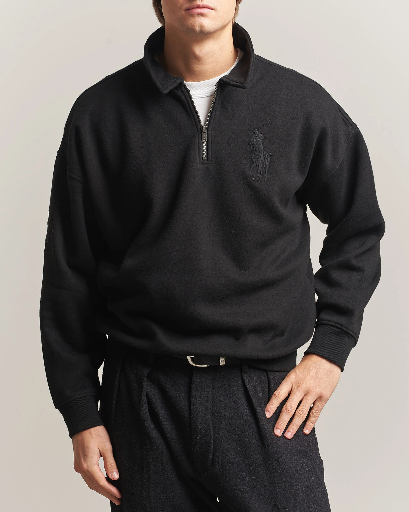 Herr | Tröjor | Polo Ralph Lauren | Heavy Weight Half Zip Fleece Polo Black