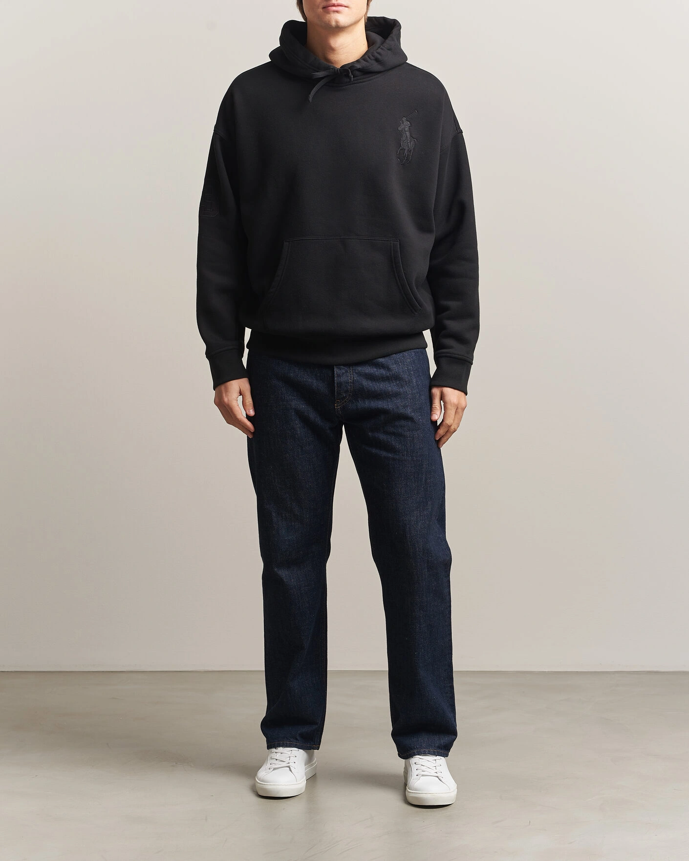 Herr | Tröjor | Polo Ralph Lauren | Heavy Weight Tonal Pony Hoodie Polo Black