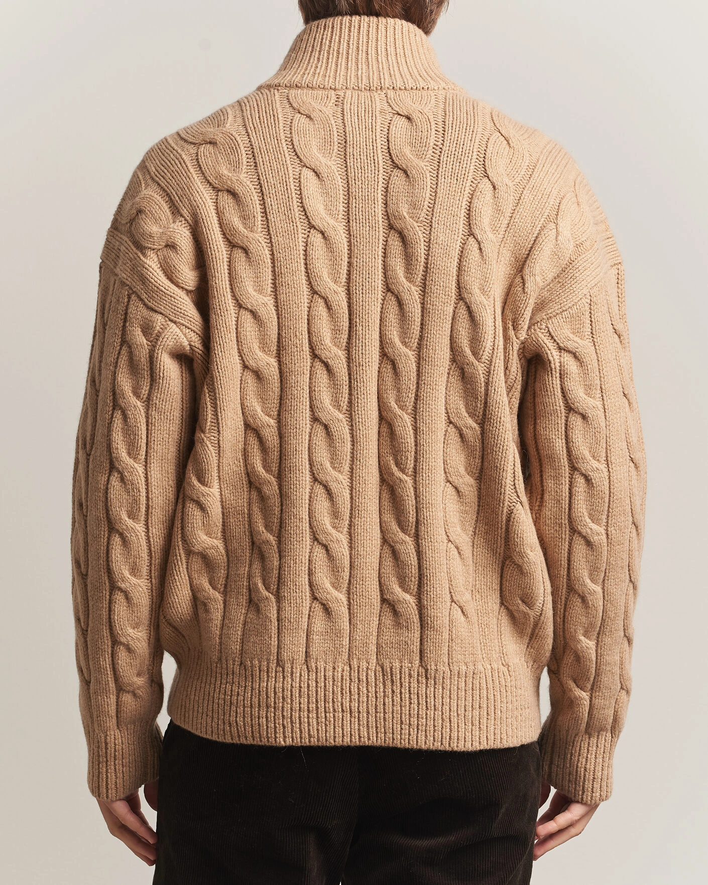 Herr | Tröjor | Polo Ralph Lauren | Wool/Alpaca Cable Full-Zip Camel Melange