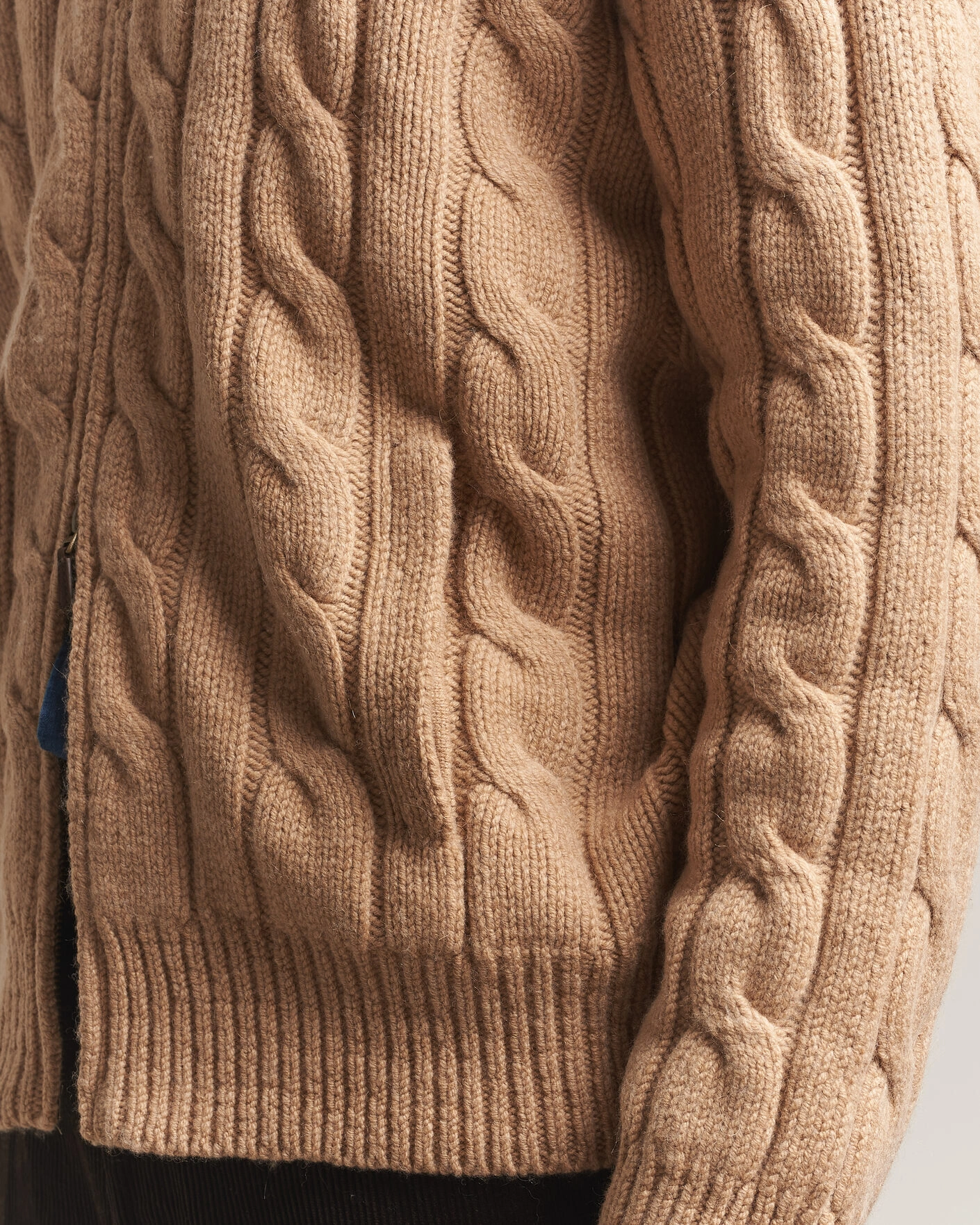Herr | Tröjor | Polo Ralph Lauren | Wool/Alpaca Cable Full-Zip Camel Melange