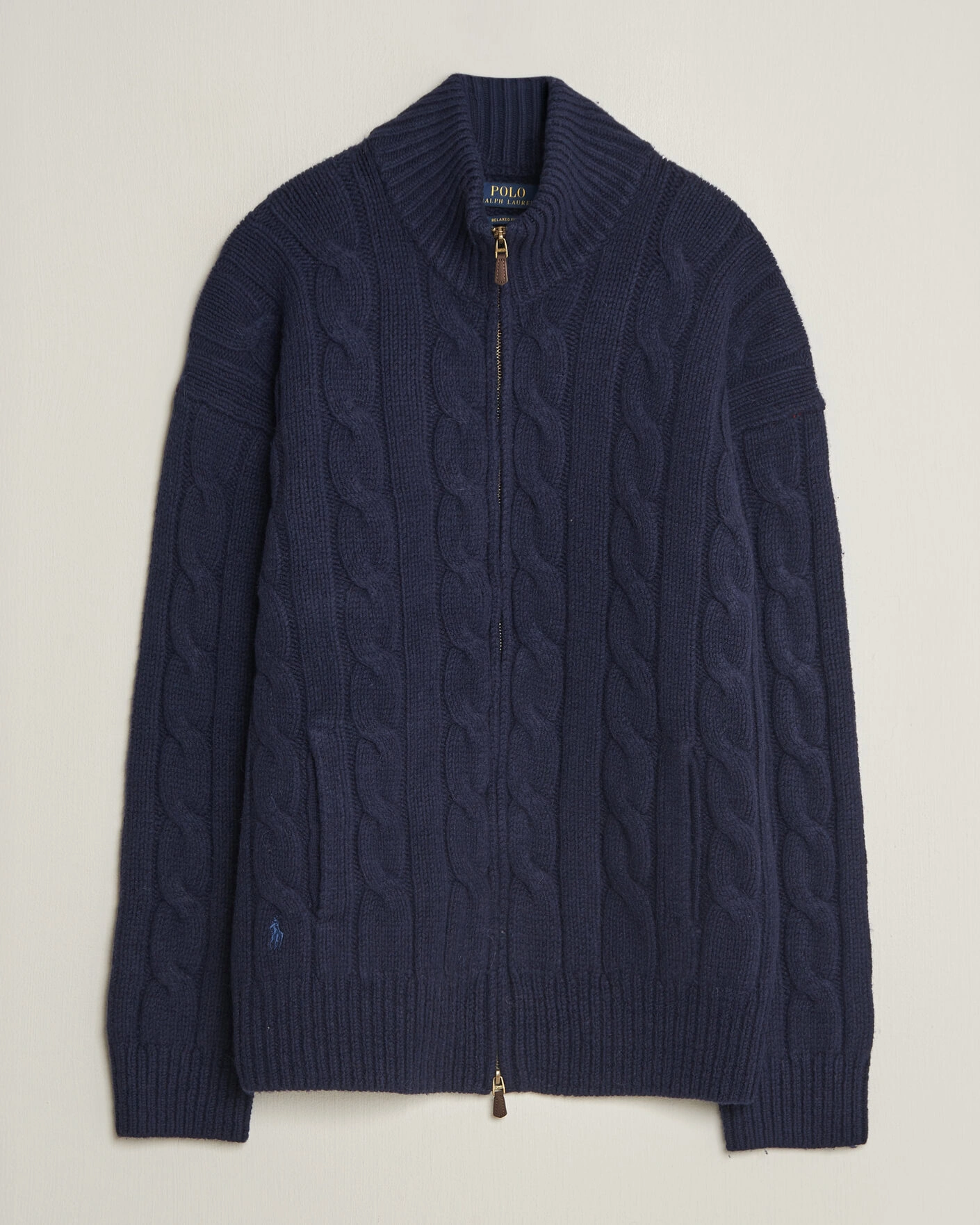 Herr | Tröjor | Polo Ralph Lauren | Wool/Alpaca Cable Full-Zip Hunter Navy