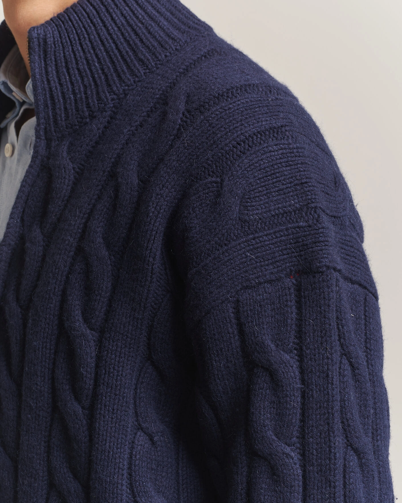 Herr | Tröjor | Polo Ralph Lauren | Wool/Alpaca Cable Full-Zip Hunter Navy