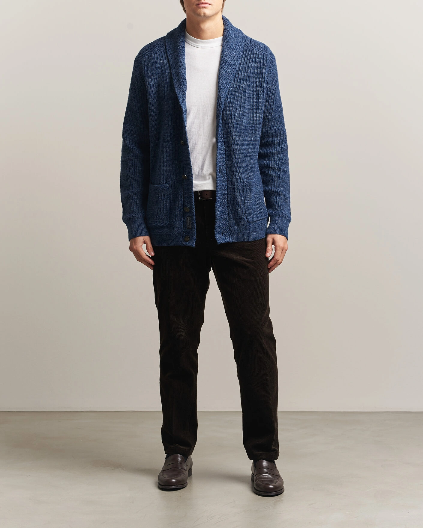 Herr | Tröjor | Polo Ralph Lauren | Cotton Shawl Cardigan Blue Marl