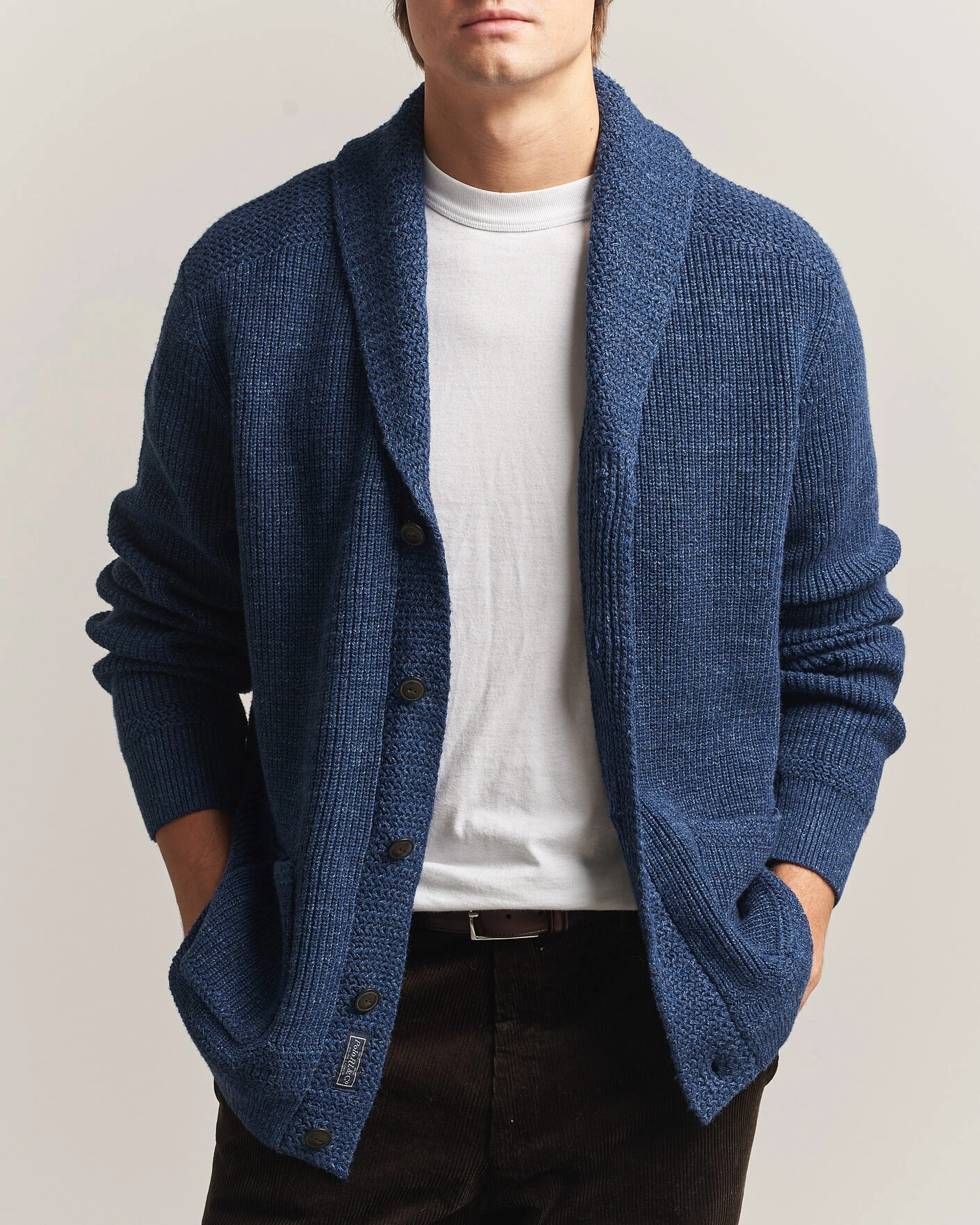 Herr | Tröjor | Polo Ralph Lauren | Cotton Shawl Cardigan Blue Marl