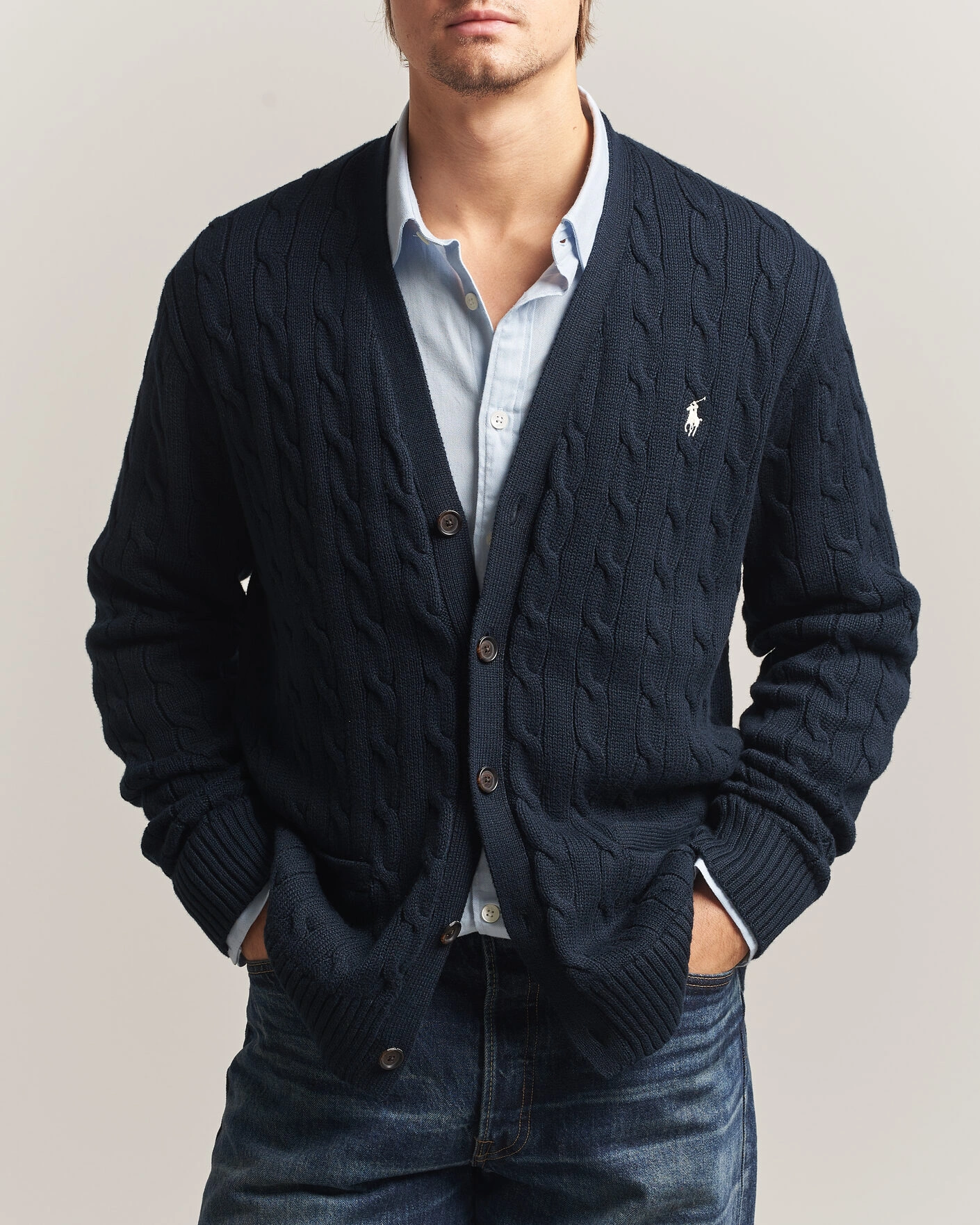 Herr | Tröjor | Polo Ralph Lauren | Cotton Cable Cardigan Hunter Navy