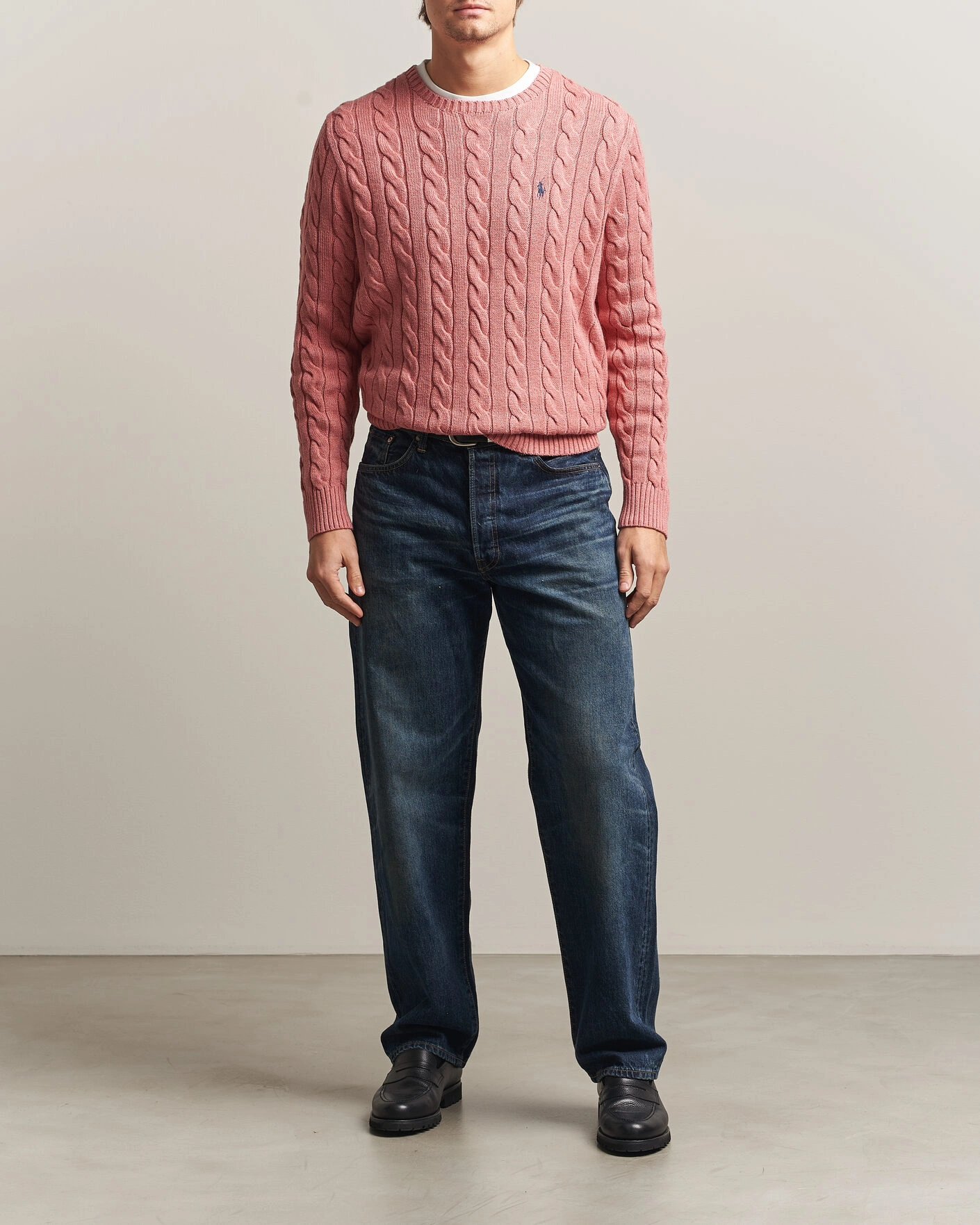 Herr | Tröjor | Polo Ralph Lauren | Cotton Cable Pullover Faded Cranberry Heather