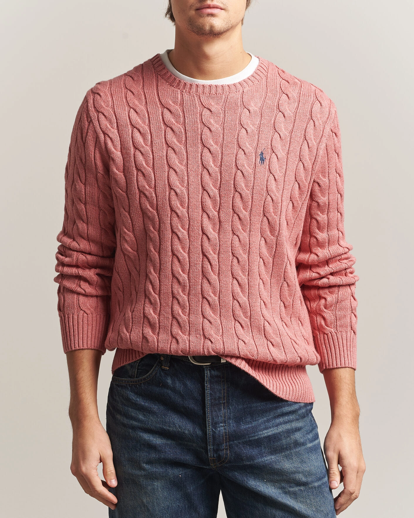 Herr | Tröjor | Polo Ralph Lauren | Cotton Cable Pullover Faded Cranberry Heather
