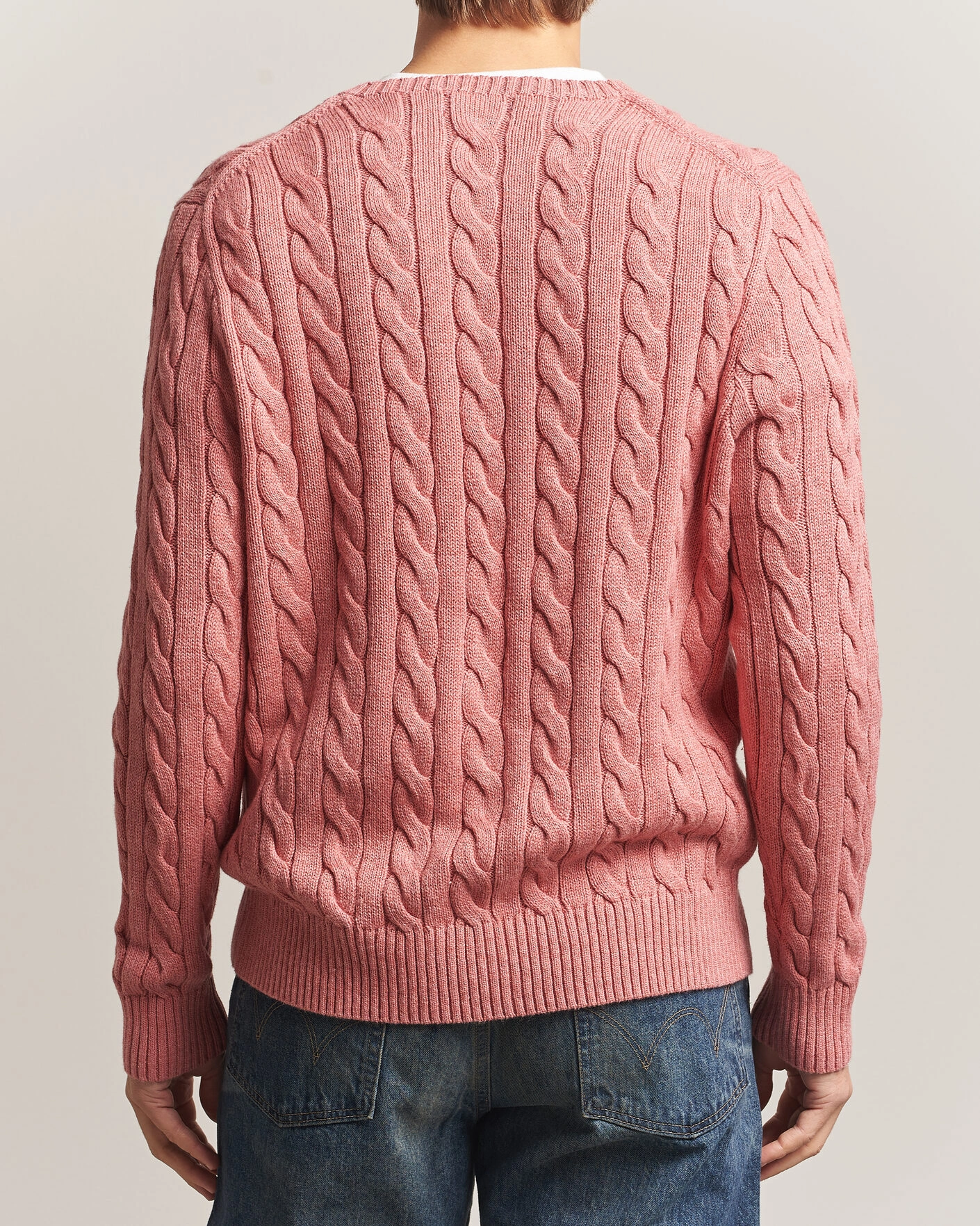 Herr | Tröjor | Polo Ralph Lauren | Cotton Cable Pullover Faded Cranberry Heather
