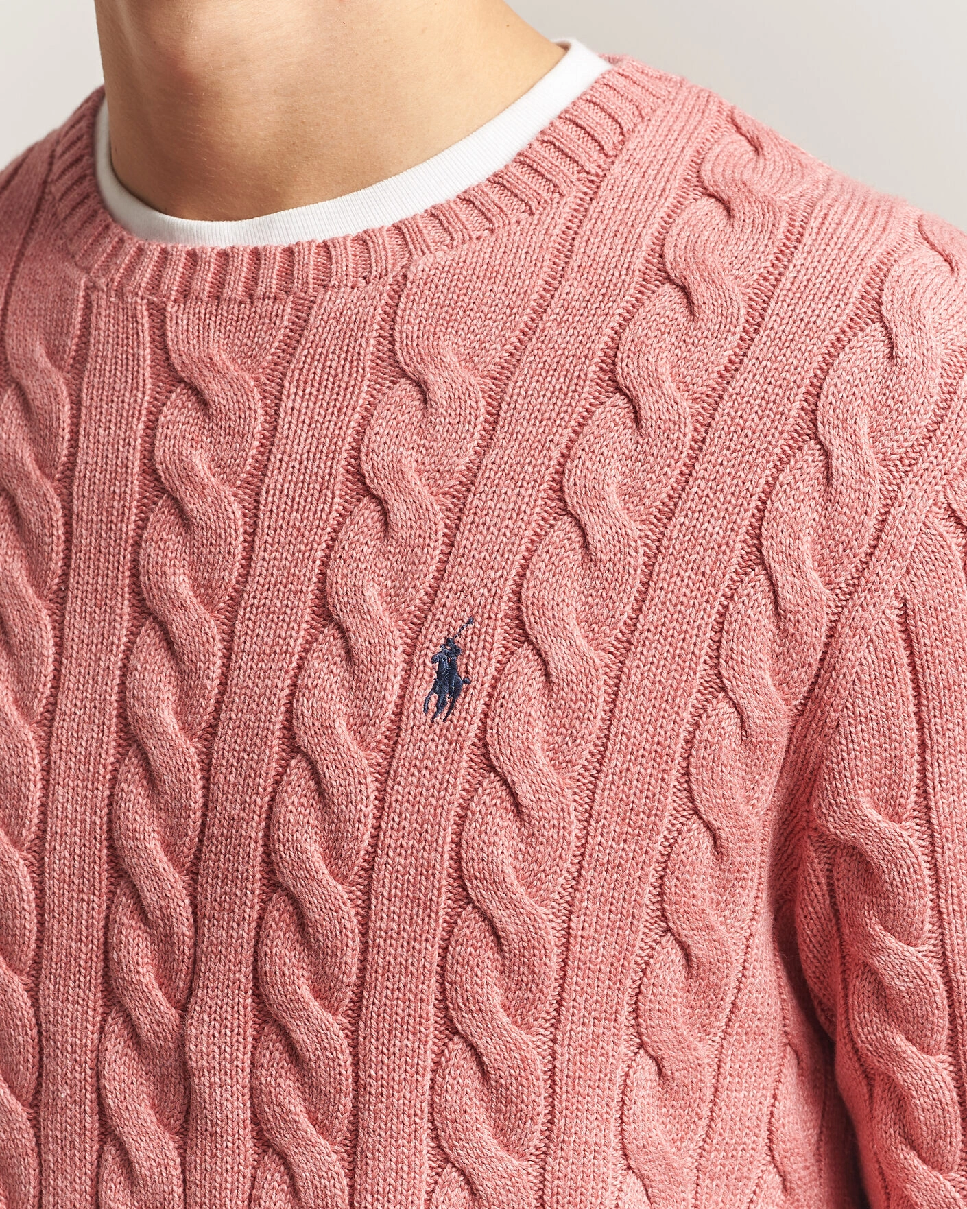 Herr | Tröjor | Polo Ralph Lauren | Cotton Cable Pullover Faded Cranberry Heather