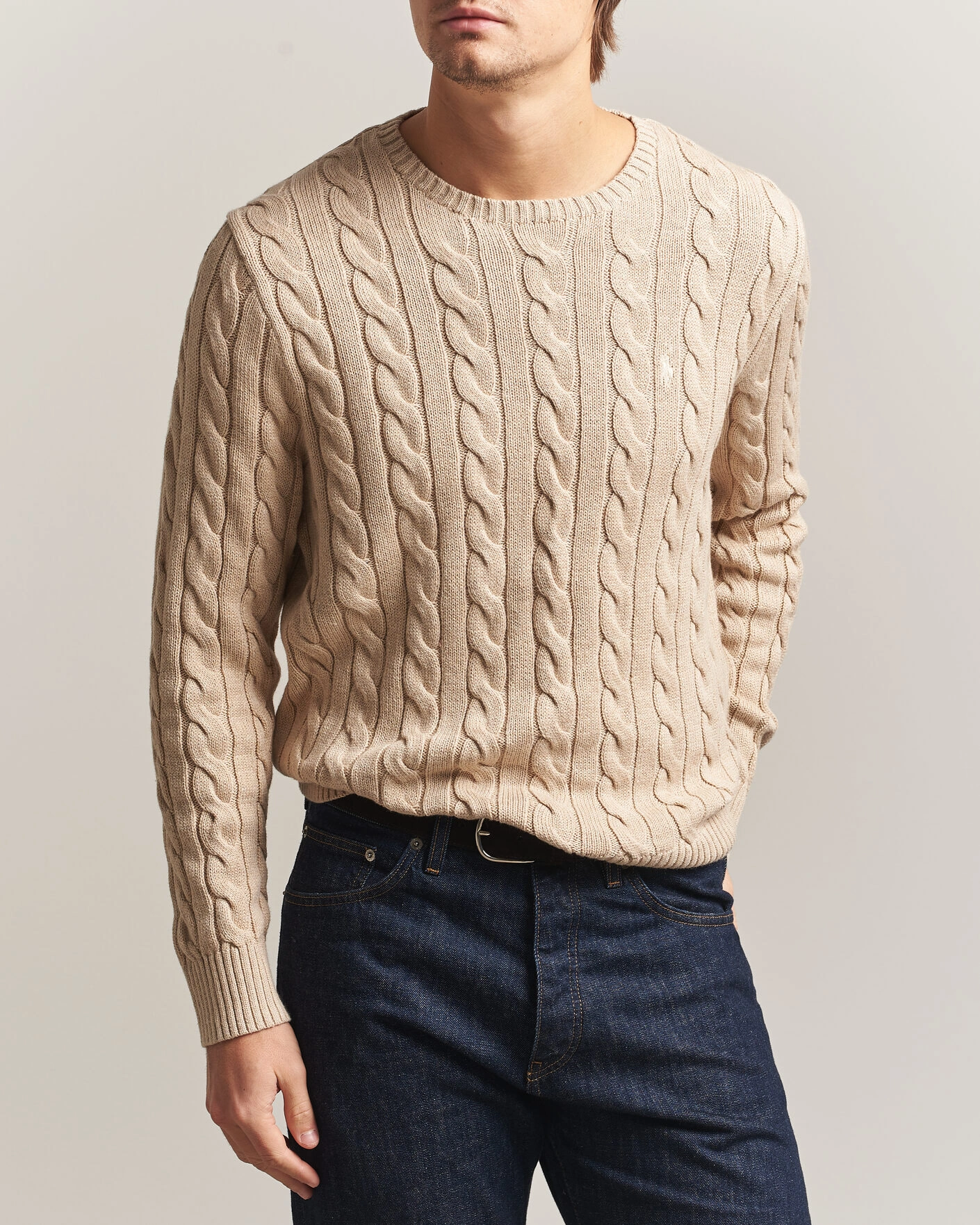 Herr | Tröjor | Polo Ralph Lauren | Cotton Cable Pullover Jicama Brown Heather