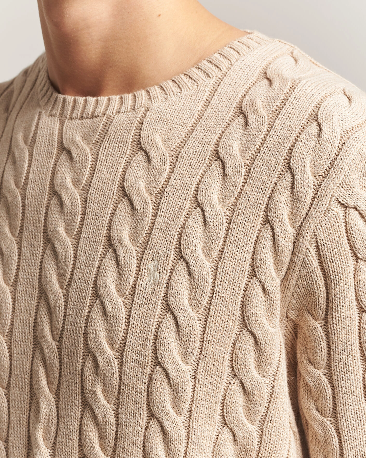 Herr | Tröjor | Polo Ralph Lauren | Cotton Cable Pullover Jicama Brown Heather