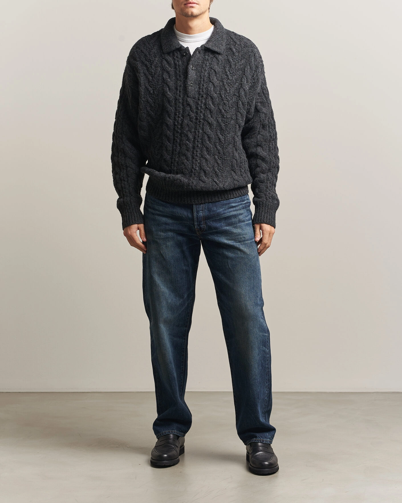 Herr | Tröjor | Polo Ralph Lauren | Wool Blend Aran Sweater Hawks Eye Heather
