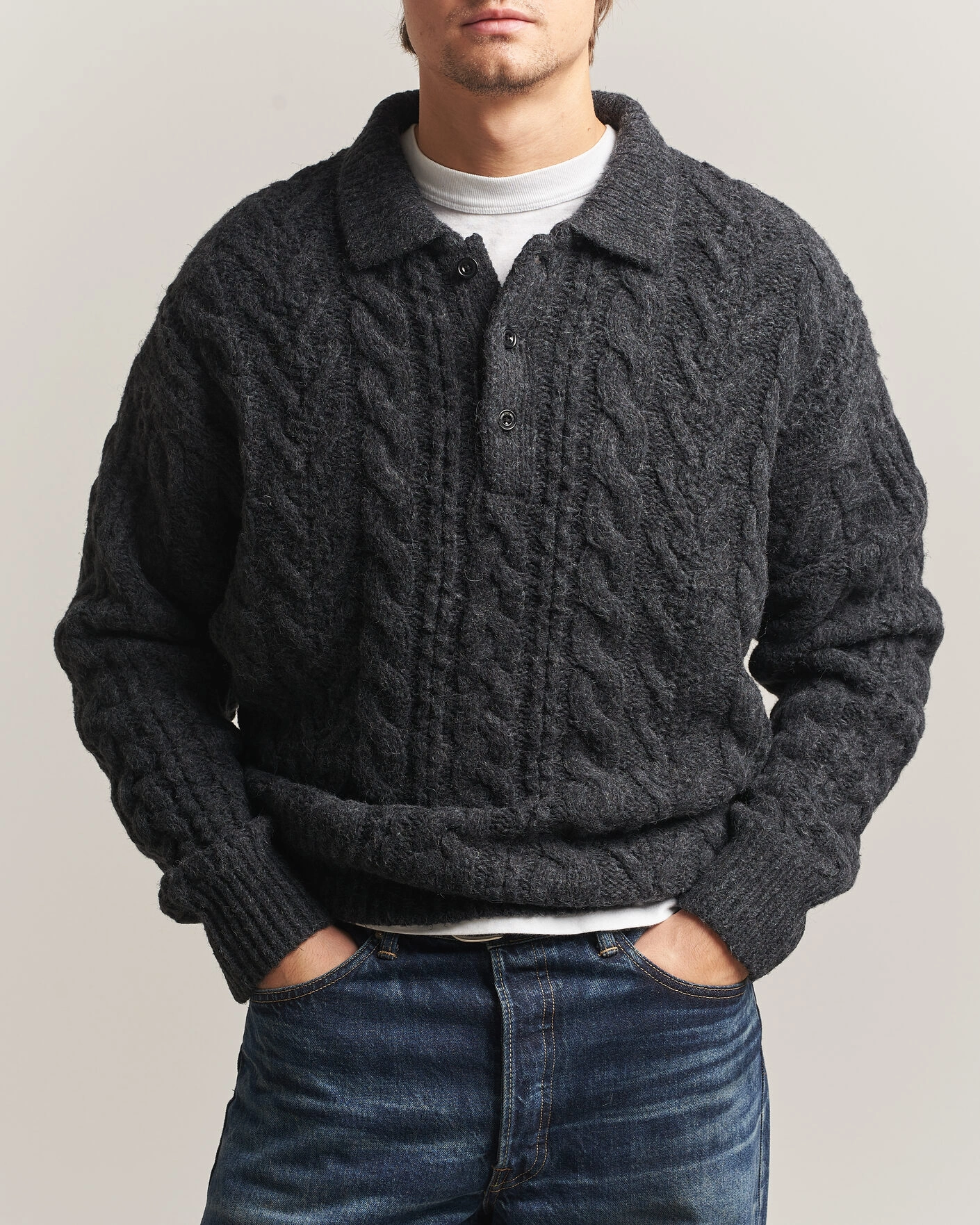 Herr | Tröjor | Polo Ralph Lauren | Wool Blend Aran Sweater Hawks Eye Heather